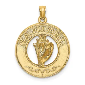 14K SANIBEL w/Conch Shell Circle Charm