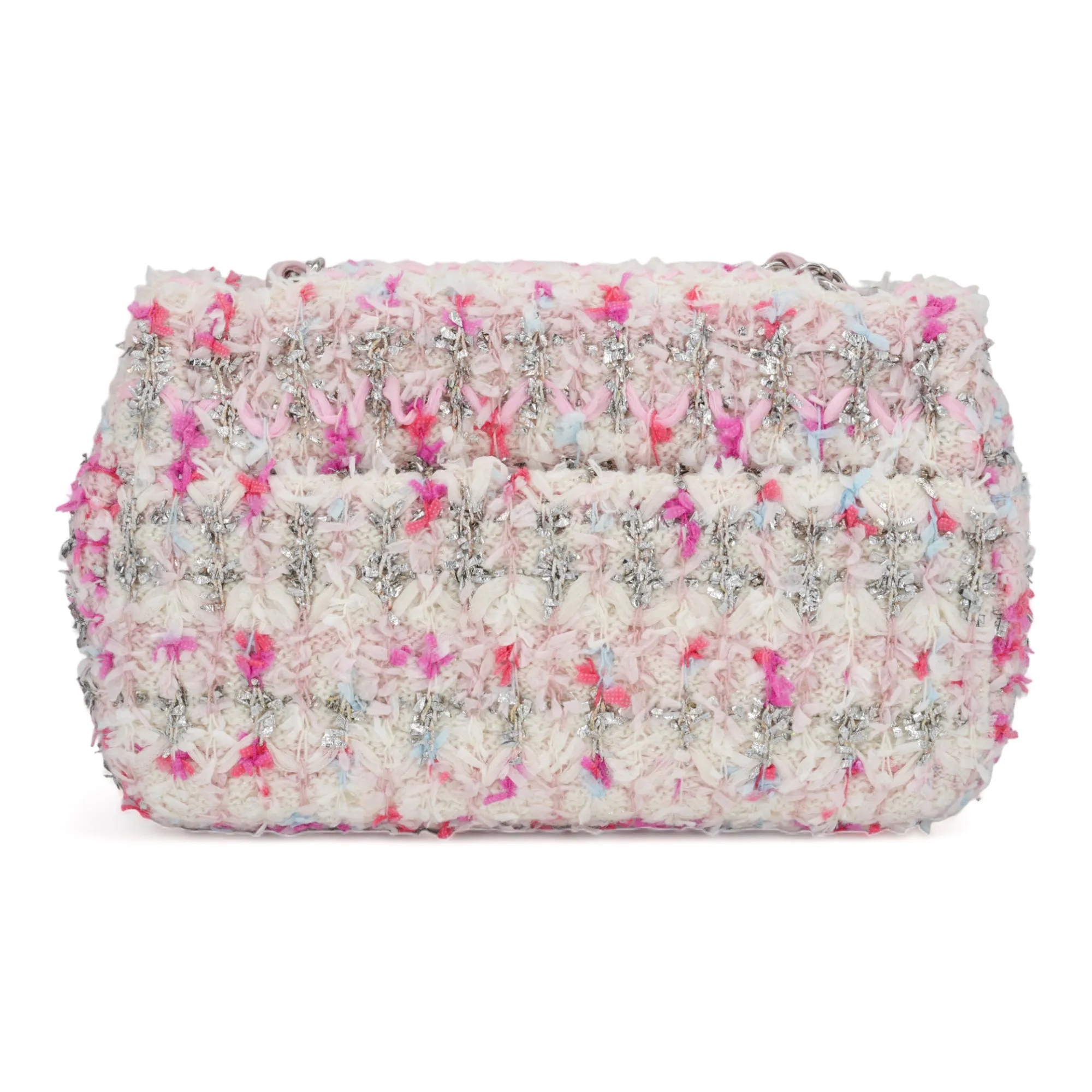 18S Pink Glitter Tweed Mini Flap Bag