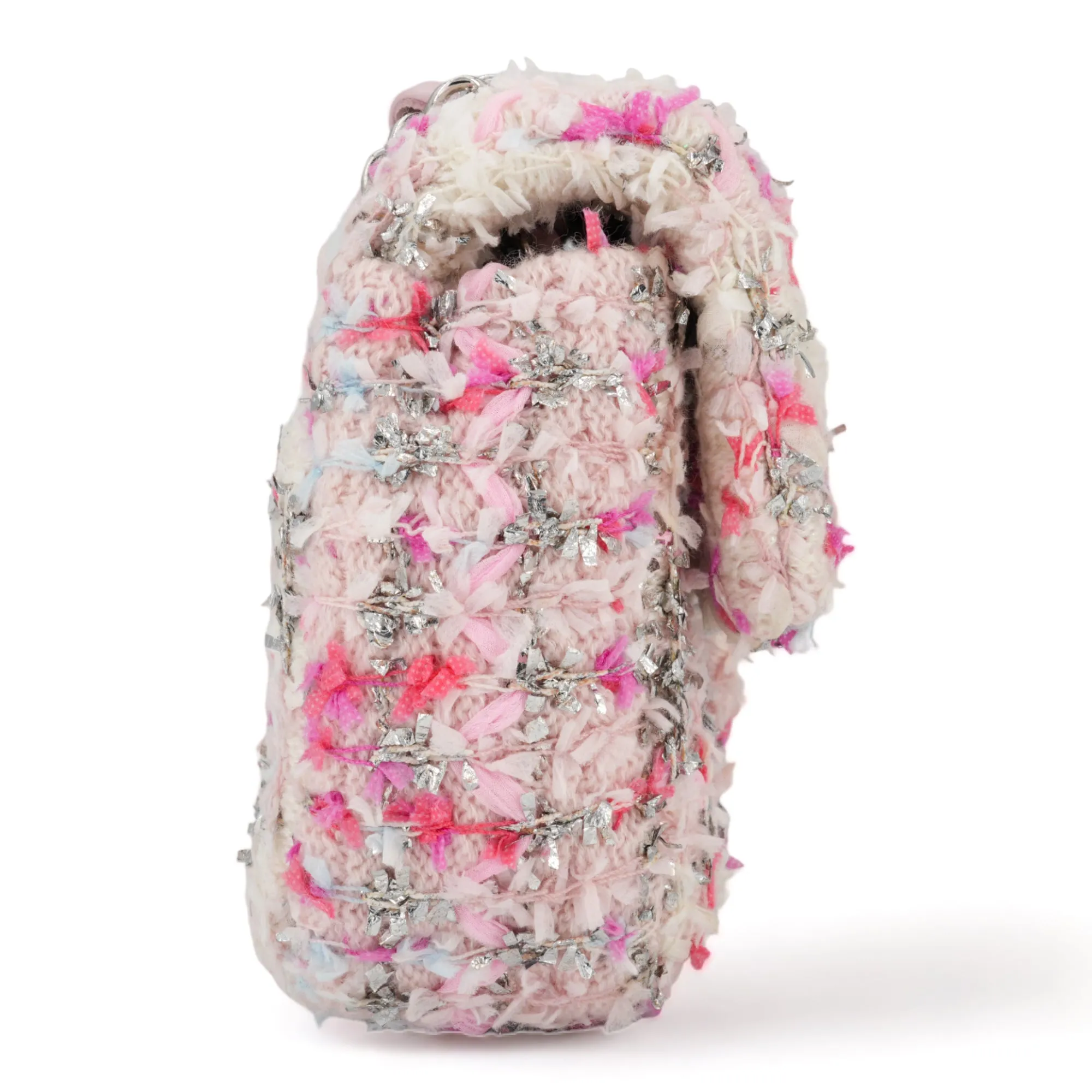 18S Pink Glitter Tweed Mini Flap Bag