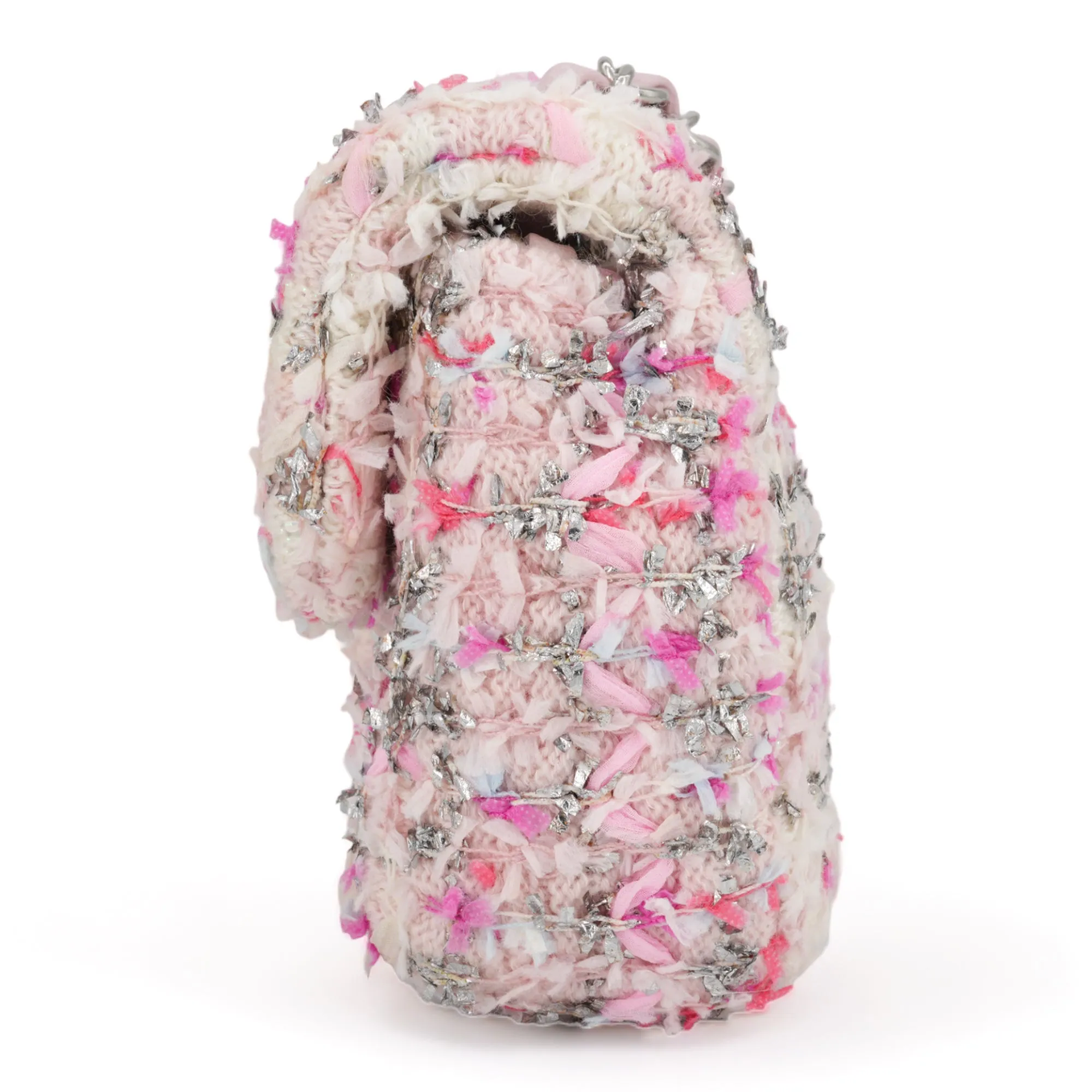 18S Pink Glitter Tweed Mini Flap Bag