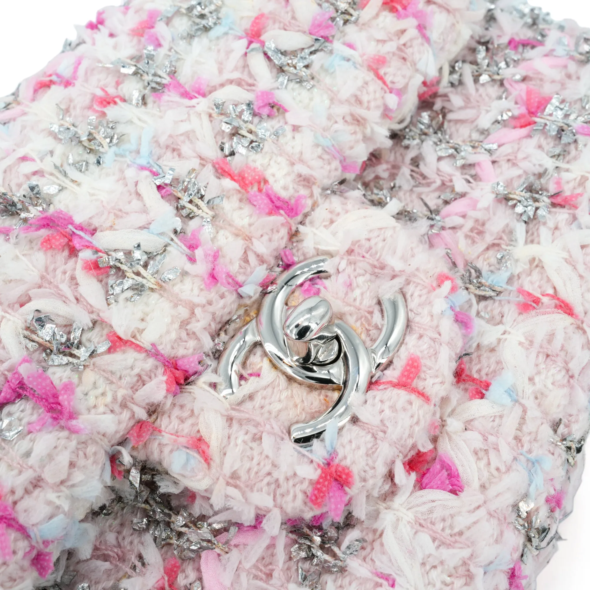18S Pink Glitter Tweed Mini Flap Bag
