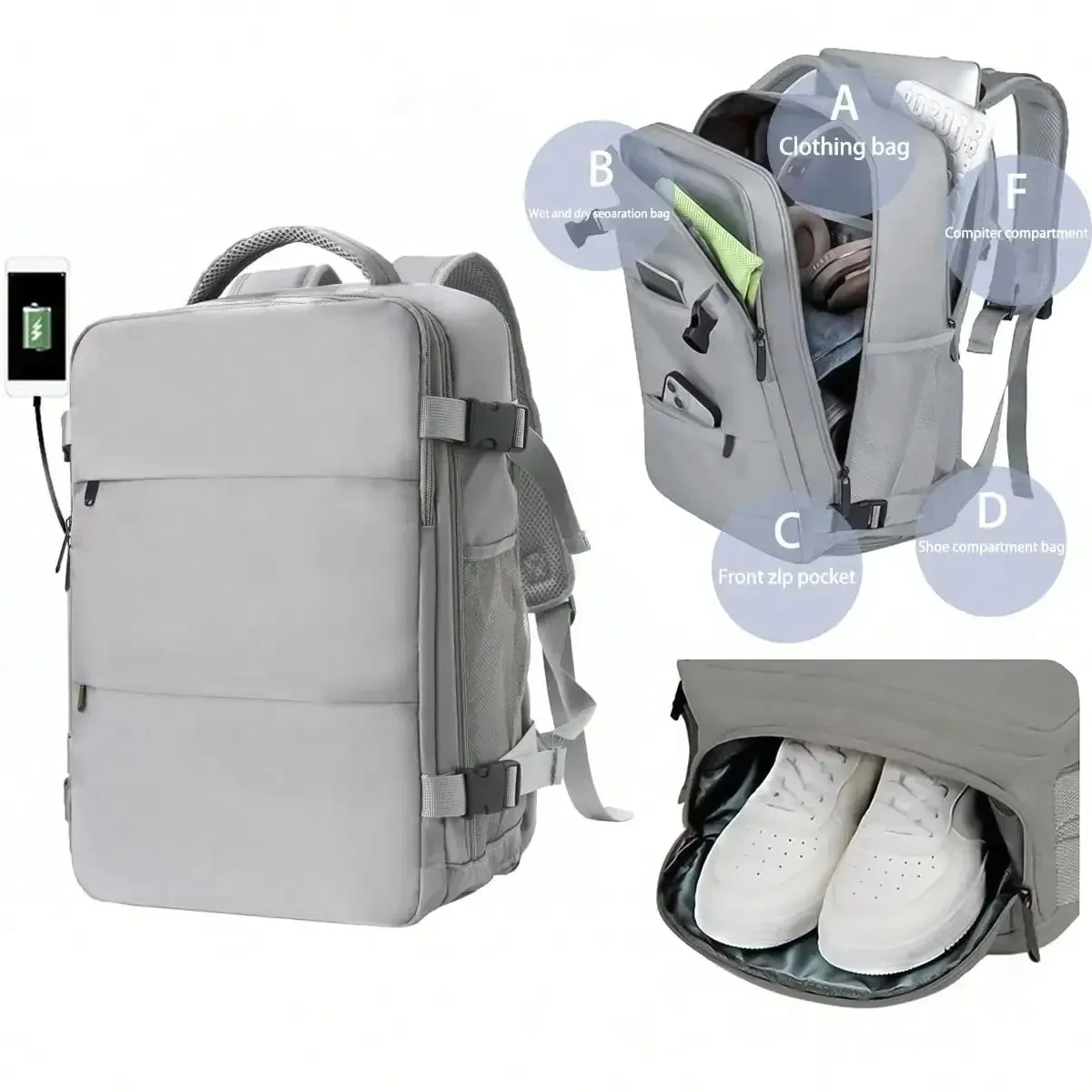 1pcs Large Capacity Multifunctional Business Travel Backpack Suitable For Women, Men, White-Collar Workers, Outdoor Travel