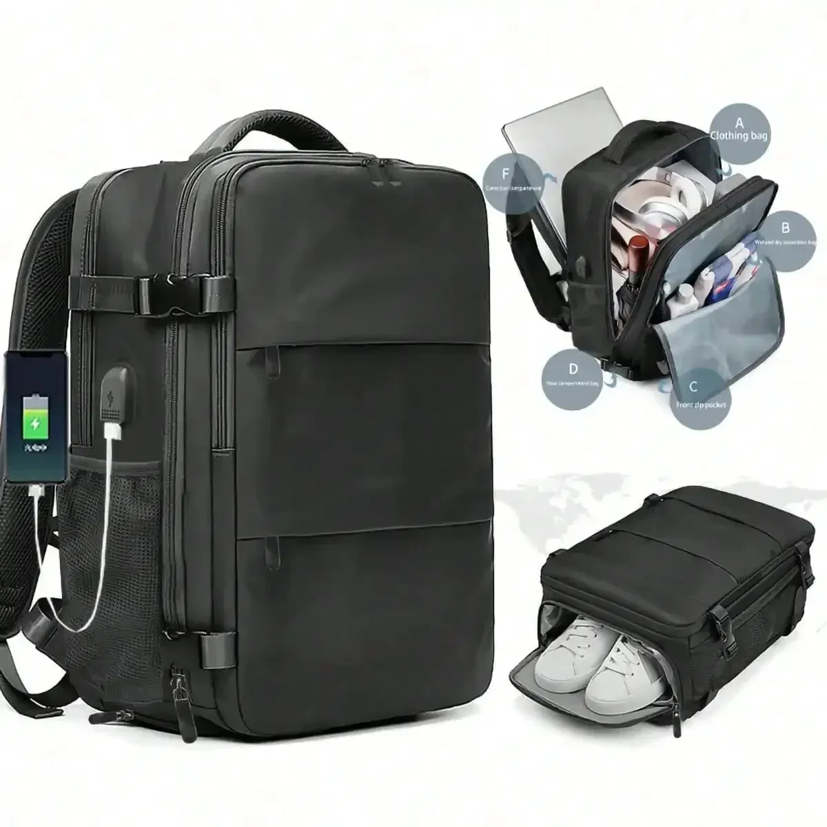 1pcs Large Capacity Multifunctional Business Travel Backpack Suitable For Women, Men, White-Collar Workers, Outdoor Travel