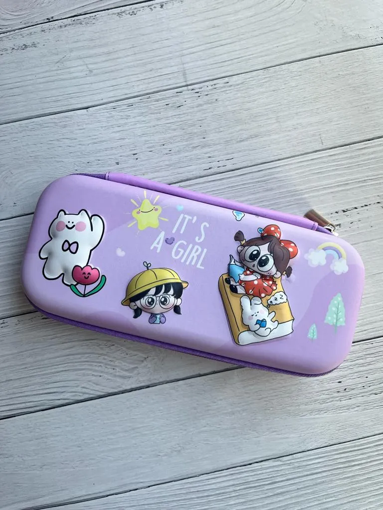 3D Girl Doll Design Hardcase Stationary Pouch for Kids