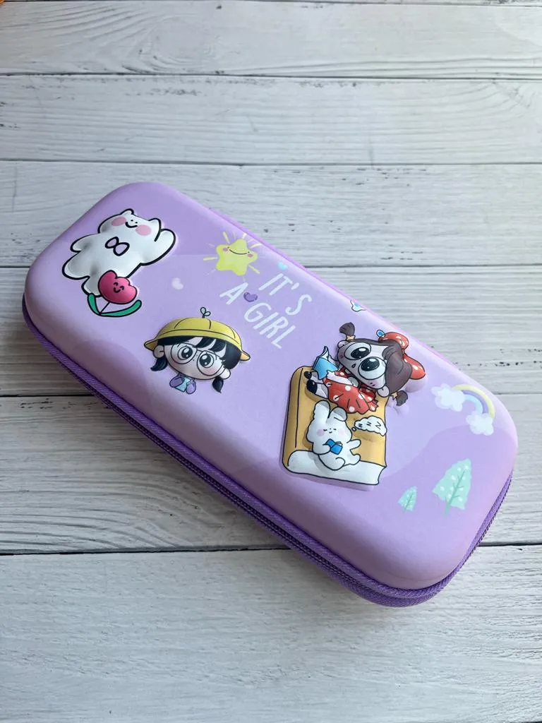 3D Girl Doll Design Hardcase Stationary Pouch for Kids
