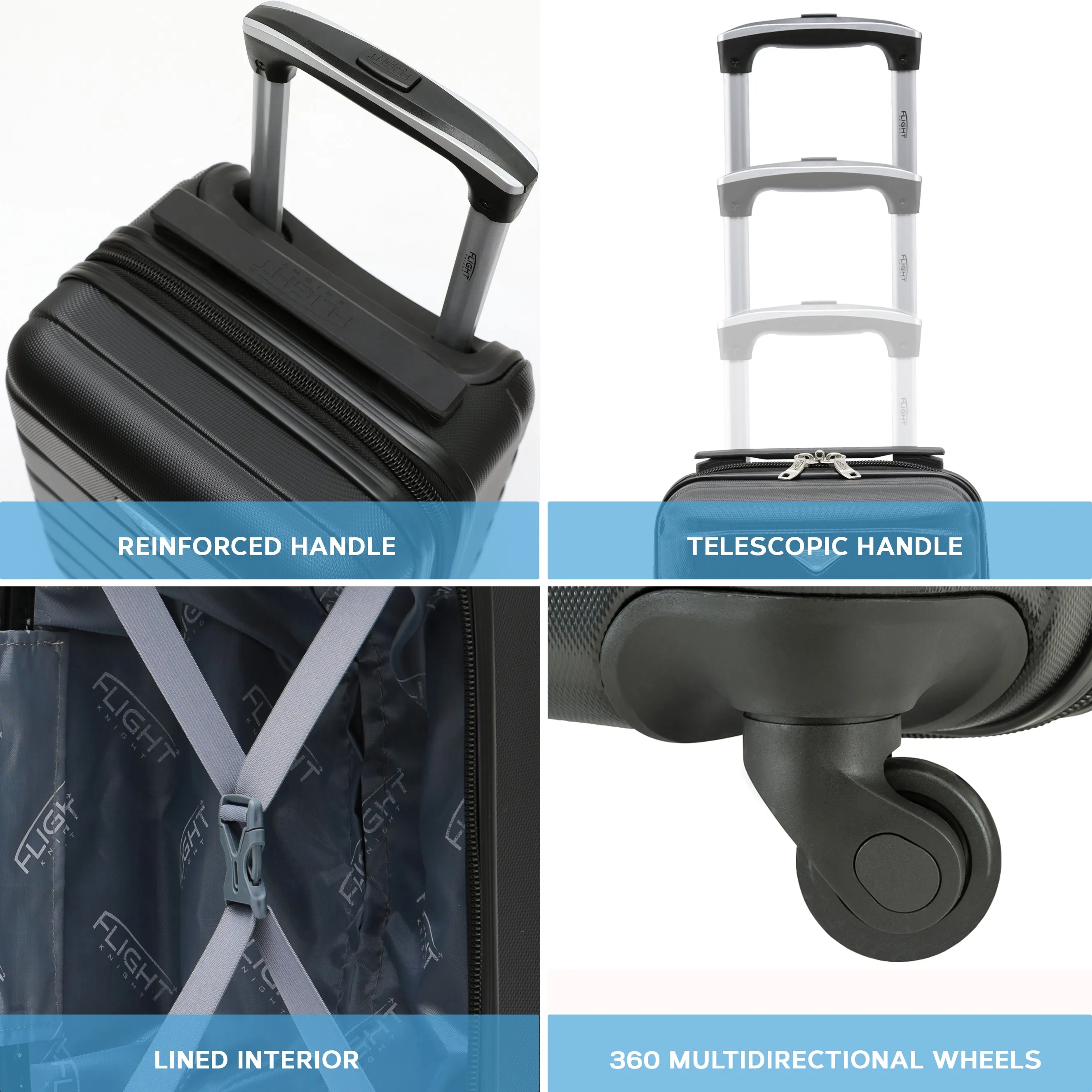 40x20x25cm Lightweight 4 Wheel ABS Hard Case Cabin Carry On Hand Luggage 100  Approved Airlines Including BA, easyJet & Maximum Size for Ryanair