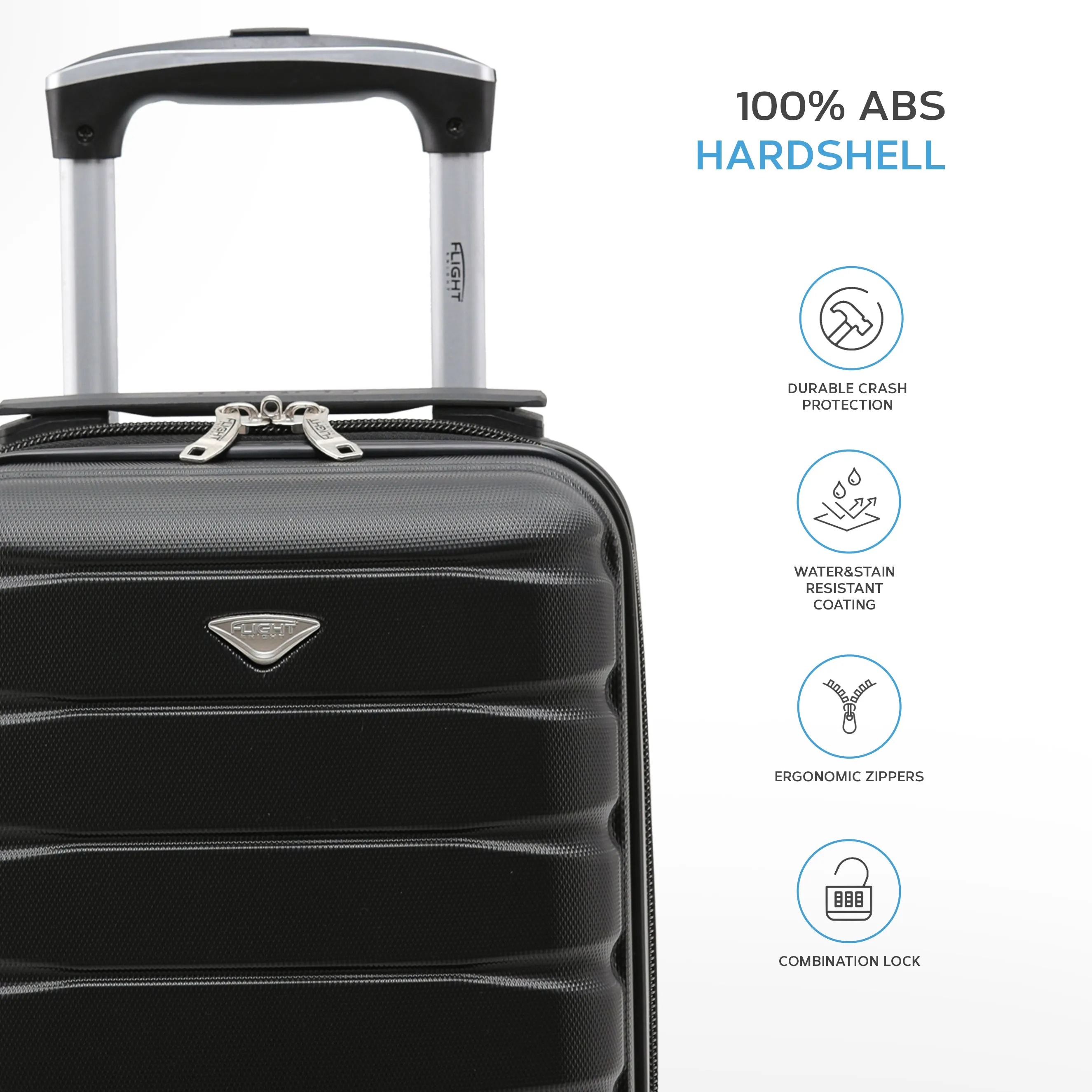 40x20x25cm Lightweight 4 Wheel ABS Hard Case Cabin Carry On Hand Luggage 100  Approved Airlines Including BA, easyJet & Maximum Size for Ryanair
