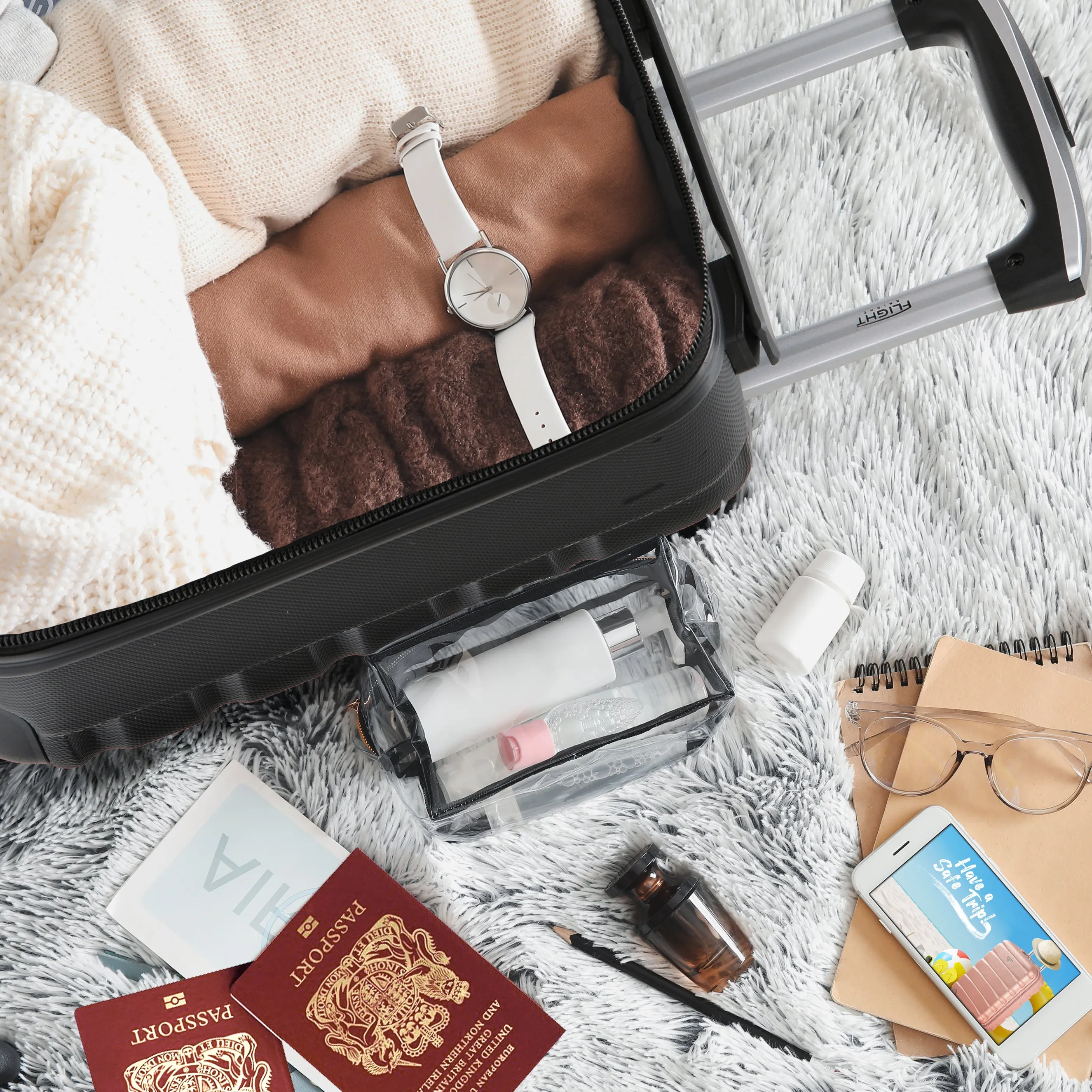 40x20x25cm Lightweight 4 Wheel ABS Hard Case Cabin Carry On Hand Luggage 100  Approved Airlines Including BA, easyJet & Maximum Size for Ryanair