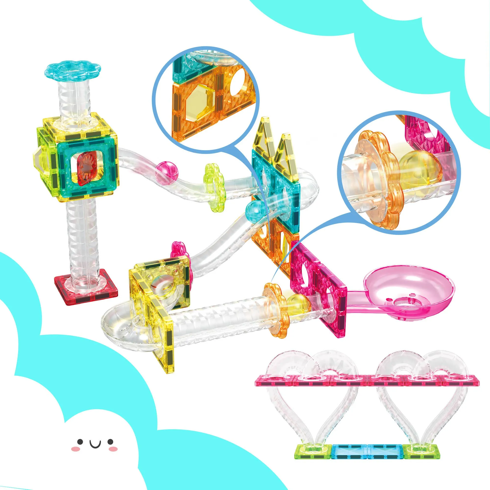 45 Piece Magnet Tiles Building Block Travel Size Toy Set