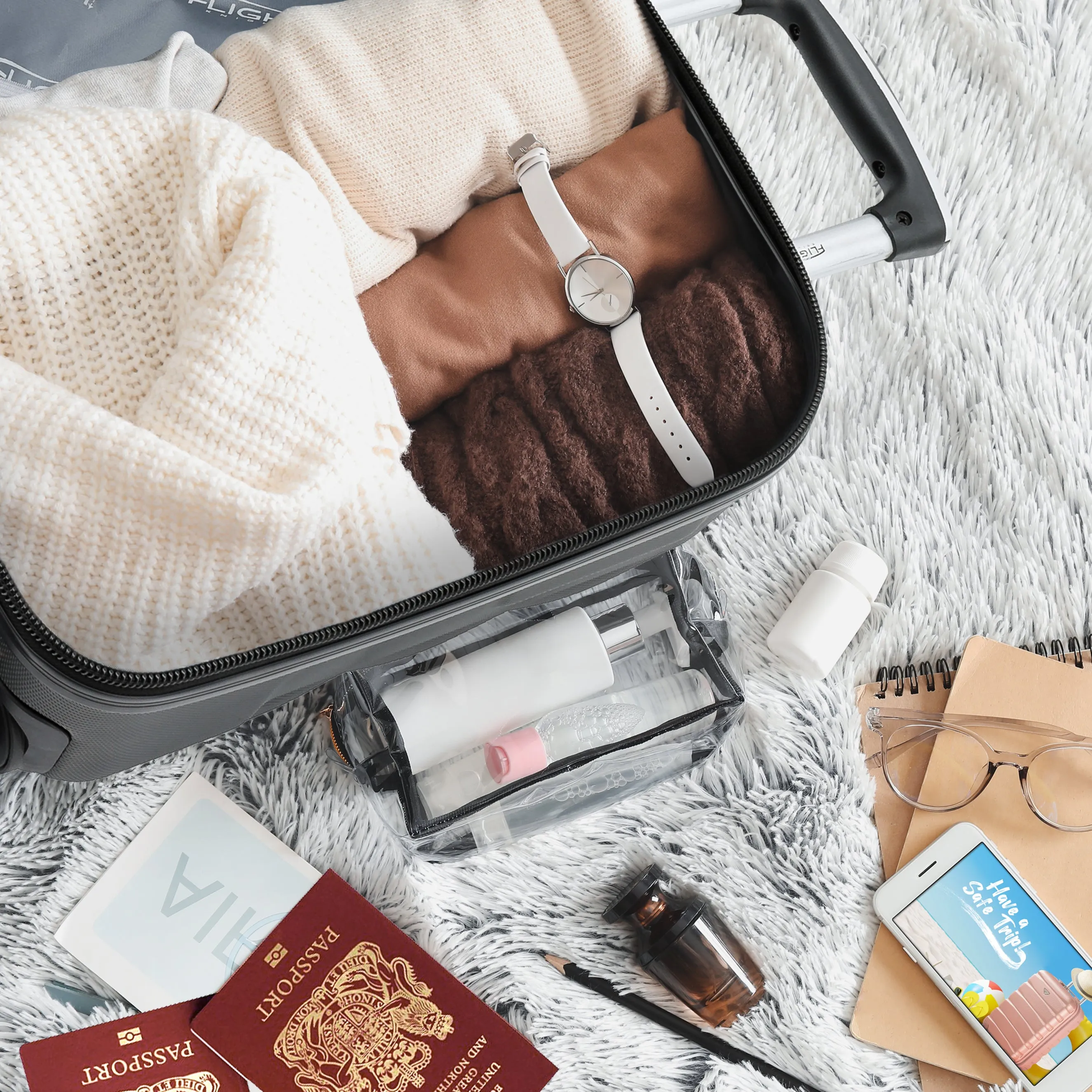 45x36x20cm Bubble Cabin Case Set Ryanair Easyjet Approved Carryon Cabin Suitcase