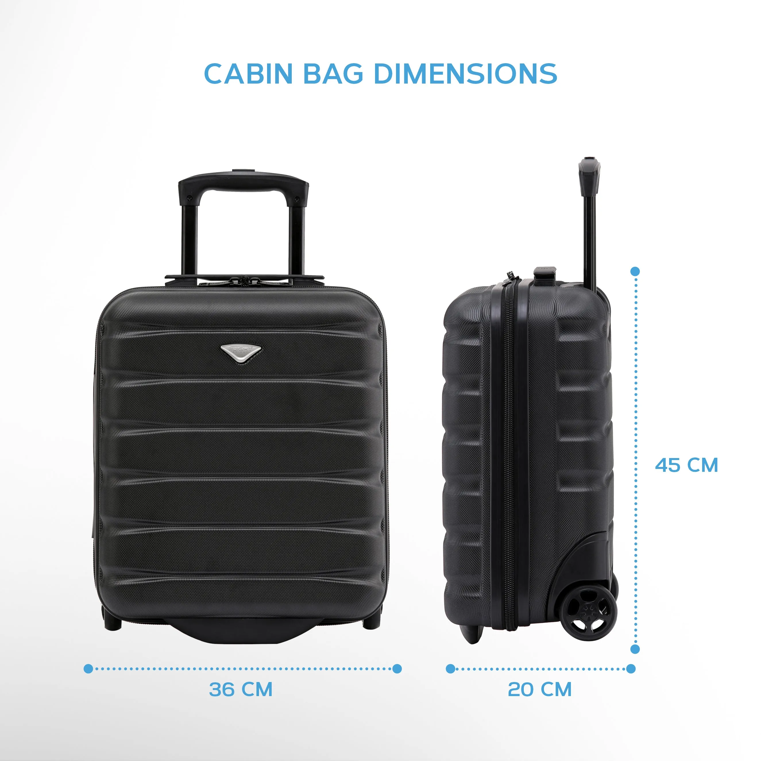 45x36x20cm Flight Knight Lightweight Cabin Hand Luggage Small Carry On Suitcase