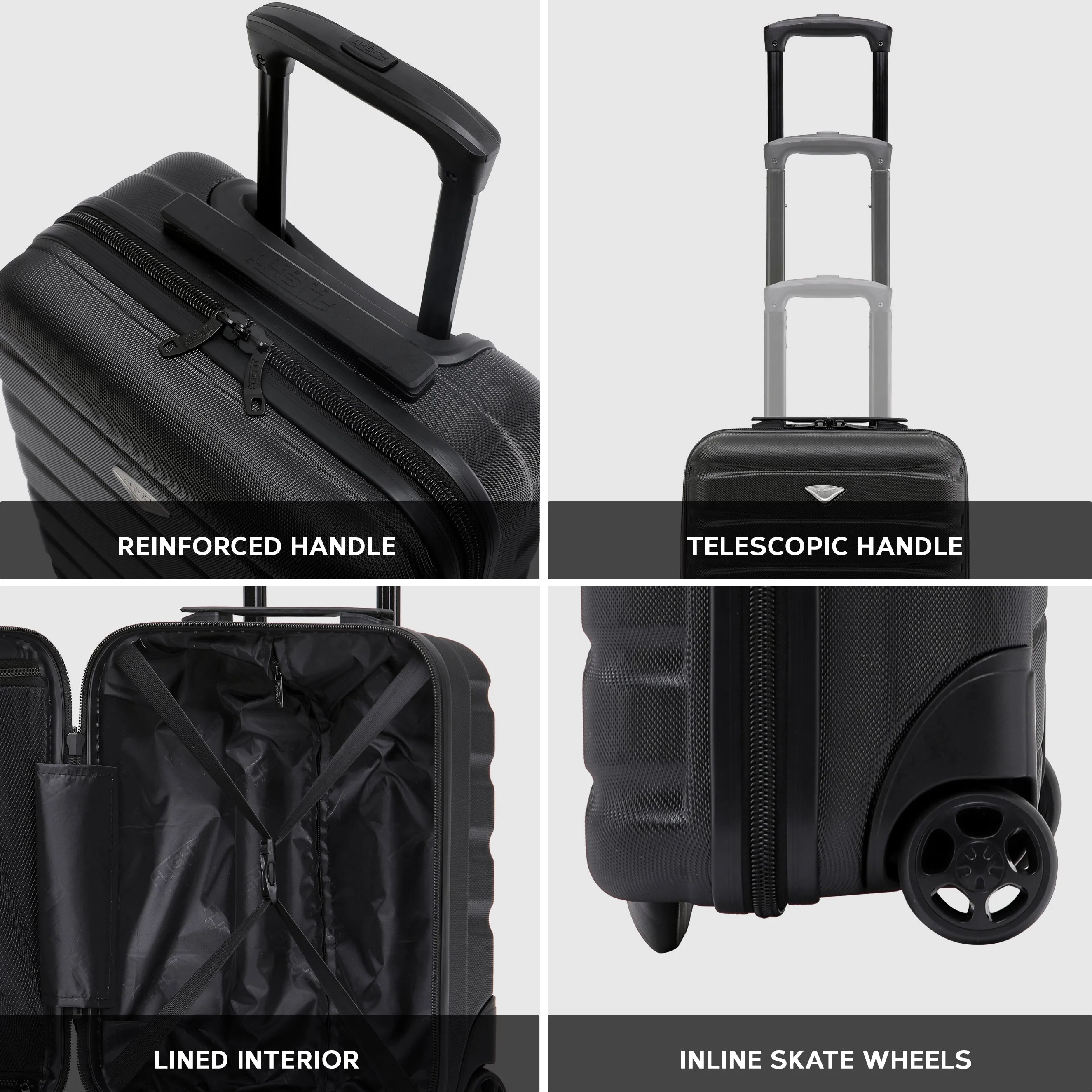 45x36x20cm Flight Knight Lightweight Cabin Hand Luggage Small Carry On Suitcase