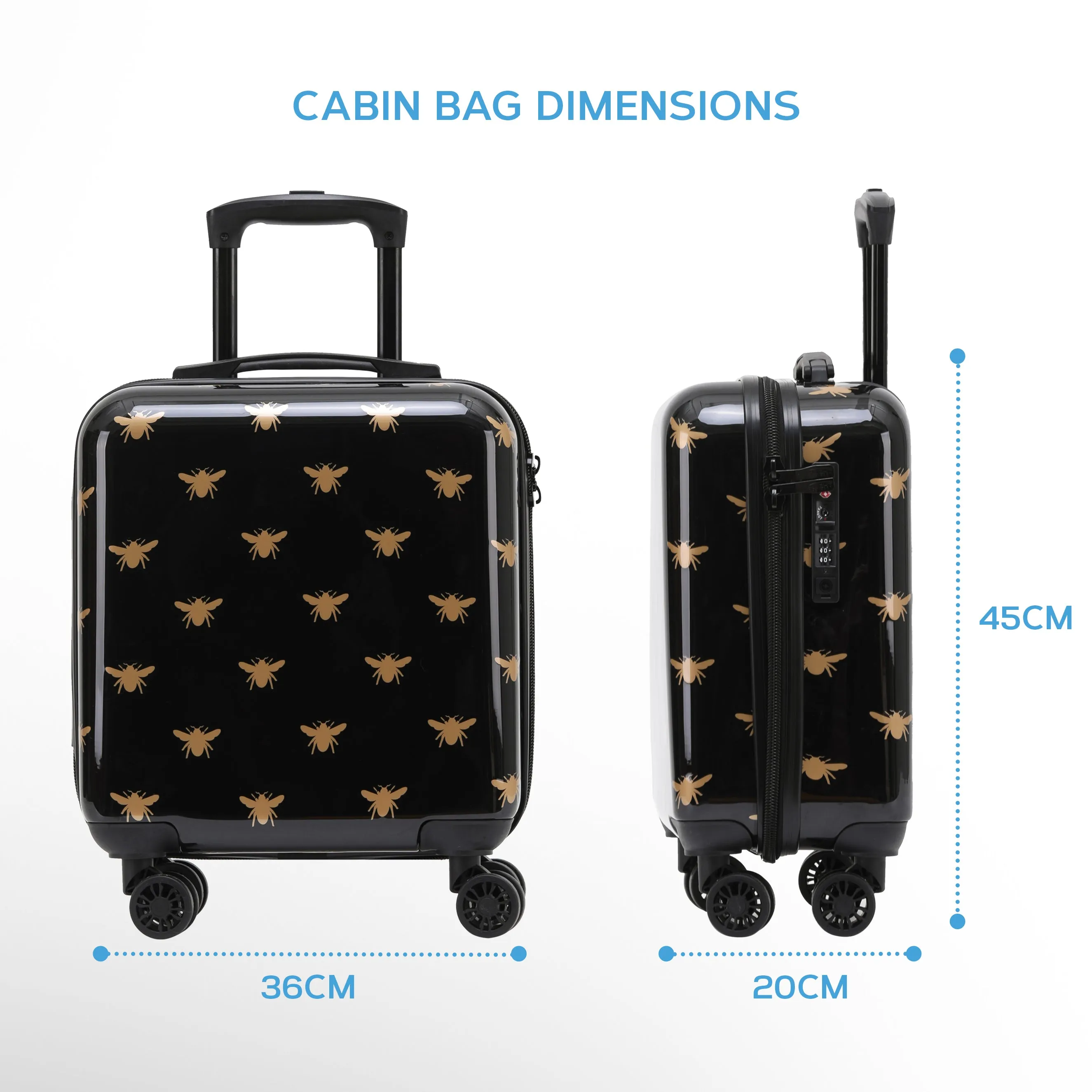 45x36x20cm Hard Case Printed Cabin Hand Luggage Travel Cabin Bag Easyjet BA TUI
