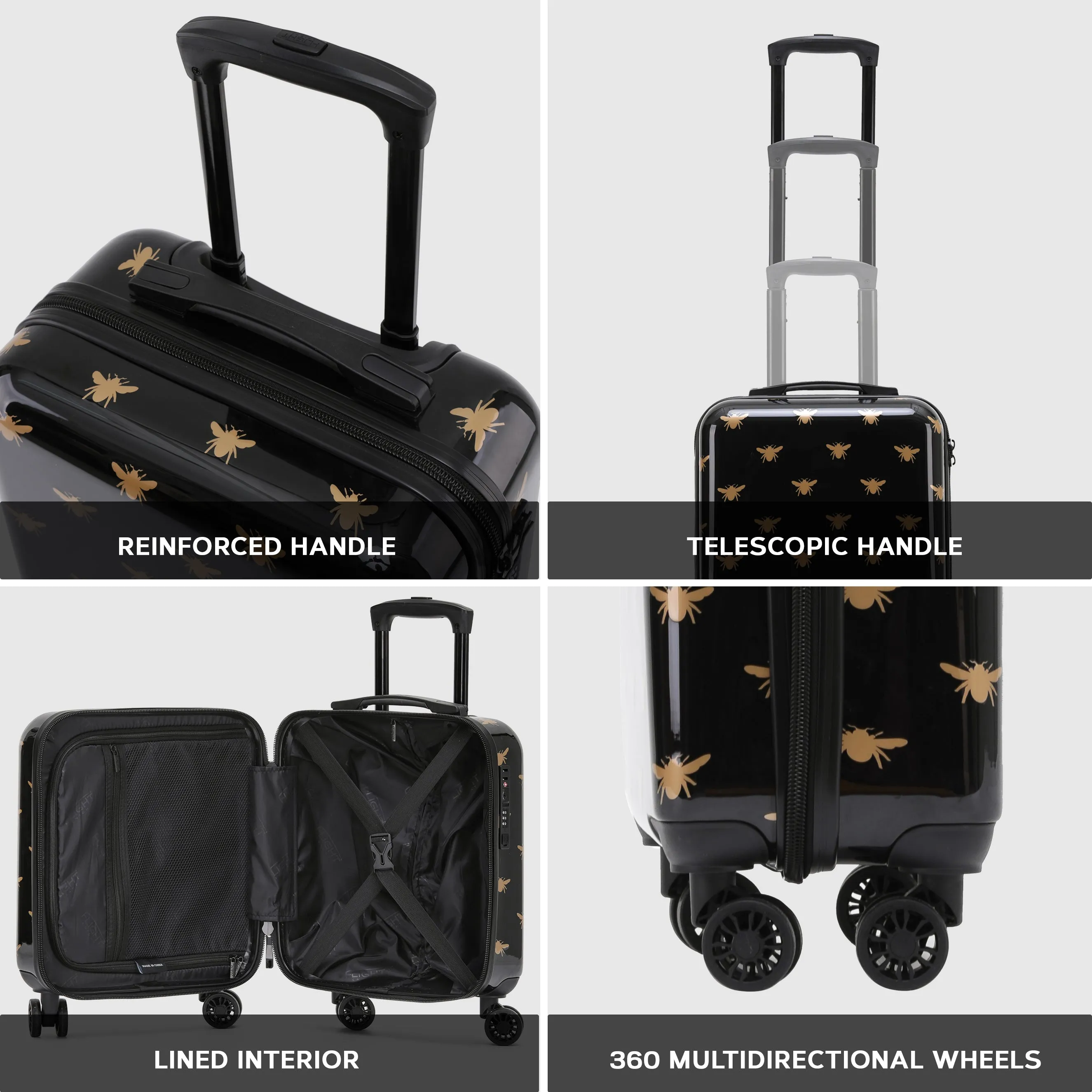 45x36x20cm Hard Case Printed Cabin Hand Luggage Travel Cabin Bag Easyjet BA TUI