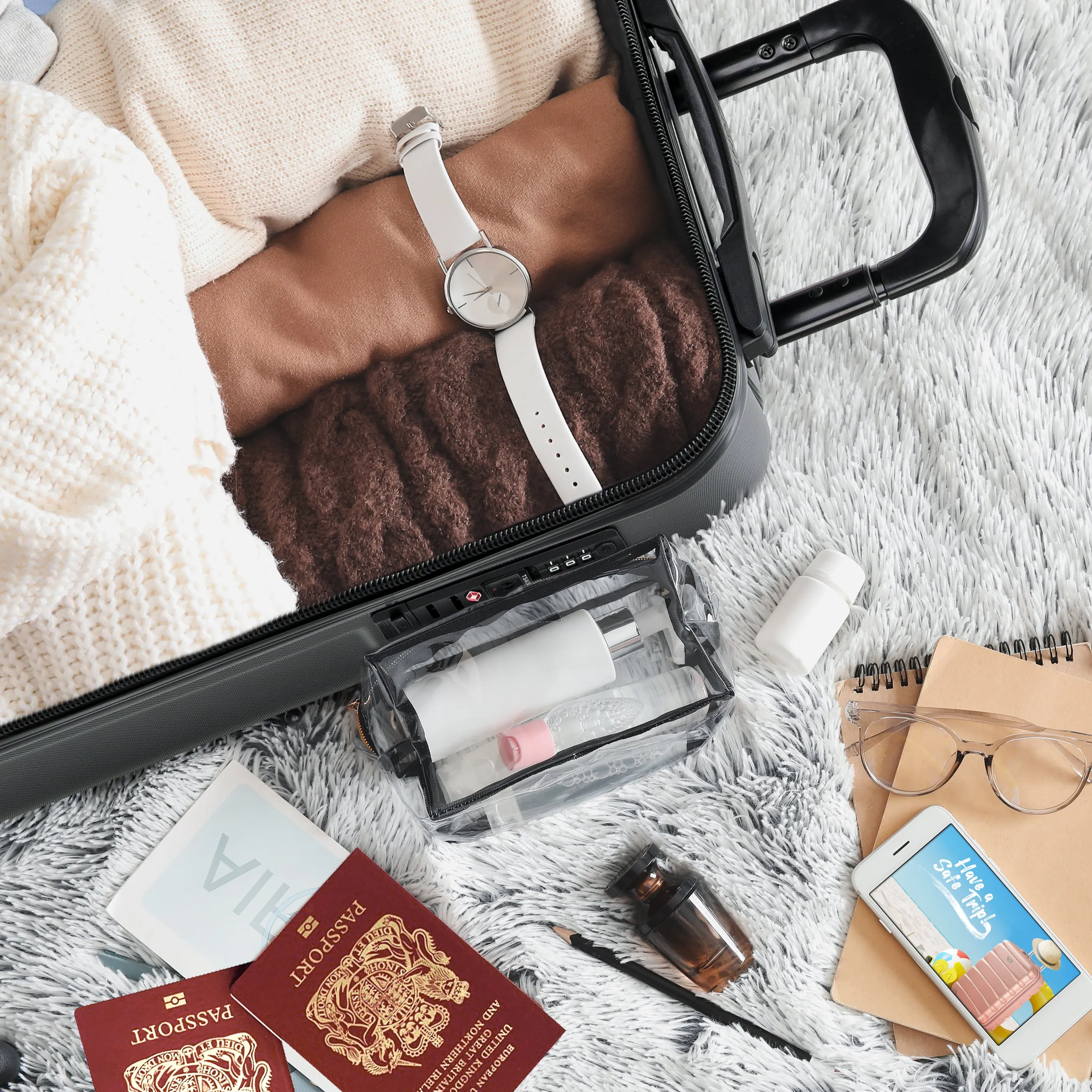 45x36x20cm Premium Hard Shell Lightweight Cabin Suitcase - 8 Spinner Wheels - Built-in TSA Lock & USB Port - Luggage Approved for Over 100 Airlines Including easyJet Underseat