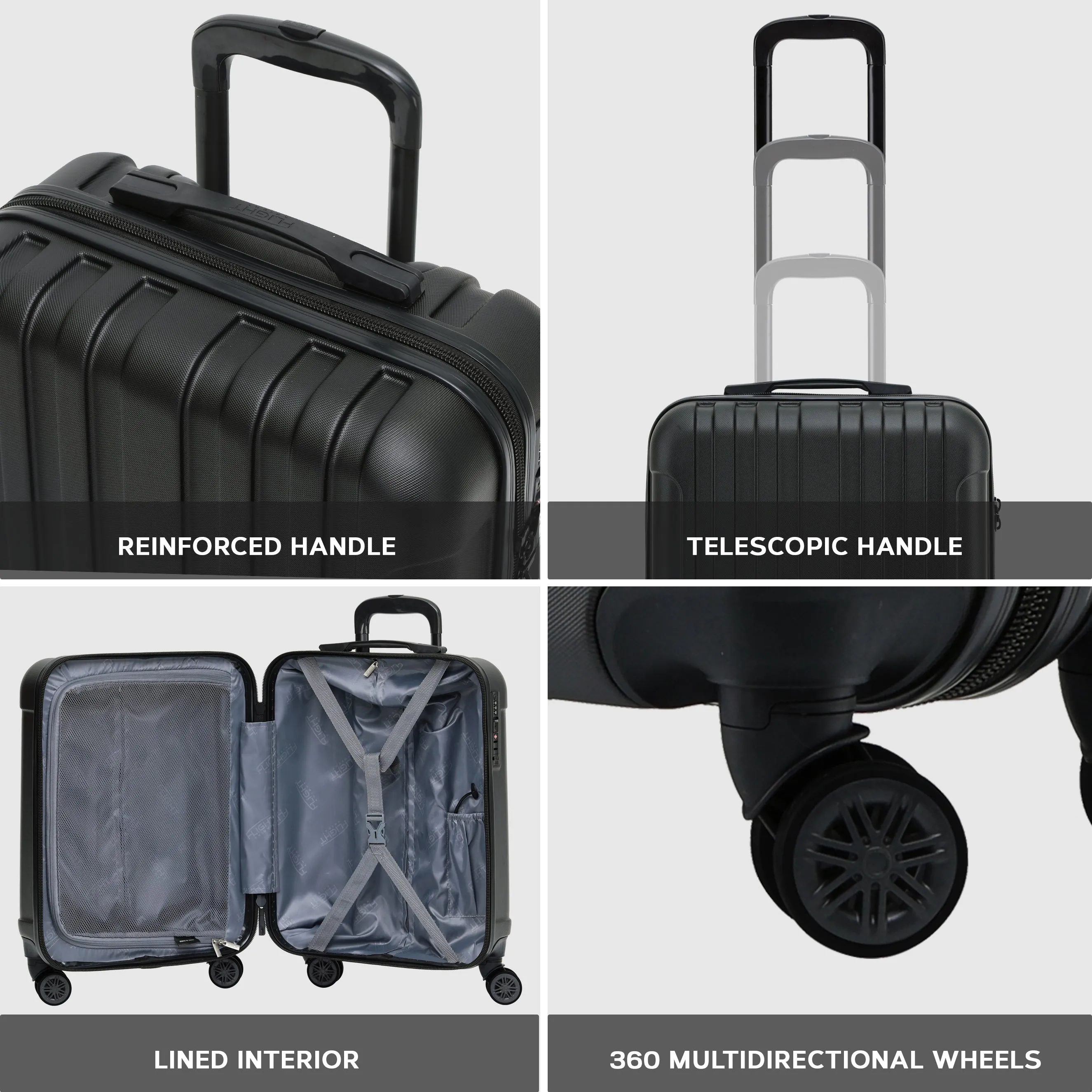 45x36x20cm Premium Hard Shell Lightweight Cabin Suitcase - 8 Spinner Wheels - Built-in TSA Lock & USB Port - Luggage Approved for Over 100 Airlines Including easyJet Underseat