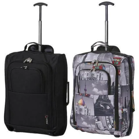 5 Cities (55x35x20cm) Lightweight Cabin Hand Luggage (x2), Approved For Ryanair/easyJet/British Airways and more!