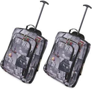 5 Cities (55x35x20cm) Lightweight Cabin Hand Luggage (x2), Approved For Ryanair/easyJet/British Airways and more!