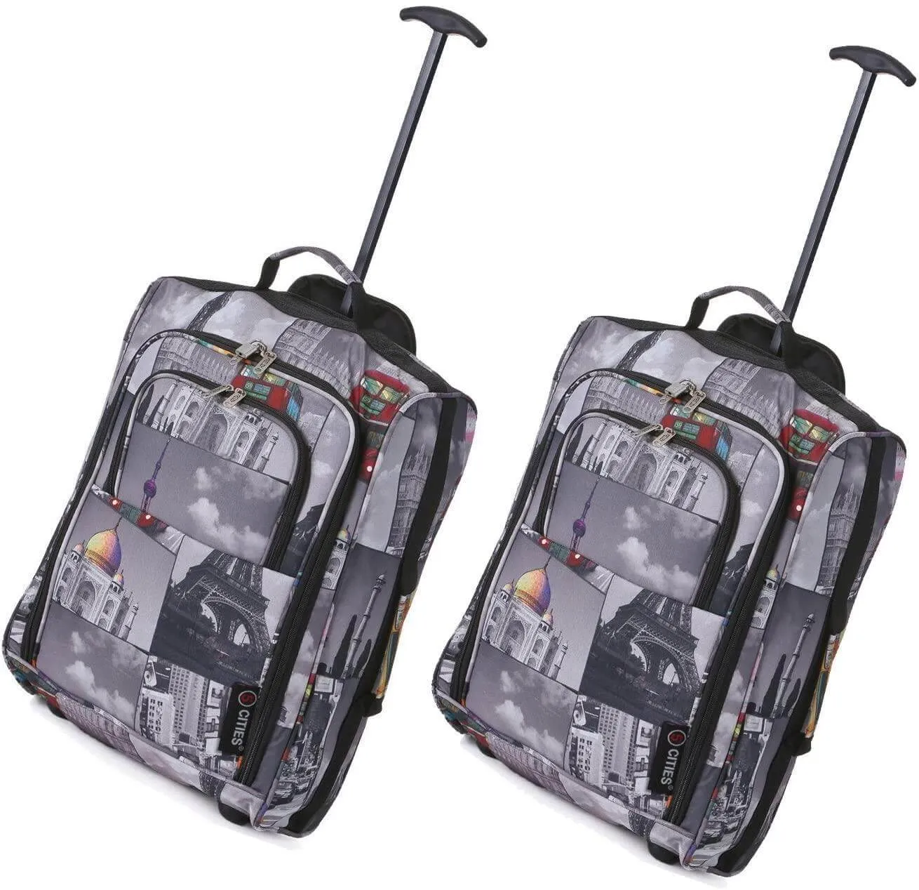 5 Cities (55x35x20cm) Lightweight Cabin Hand Luggage (x2), Approved For Ryanair/easyJet/British Airways and more!