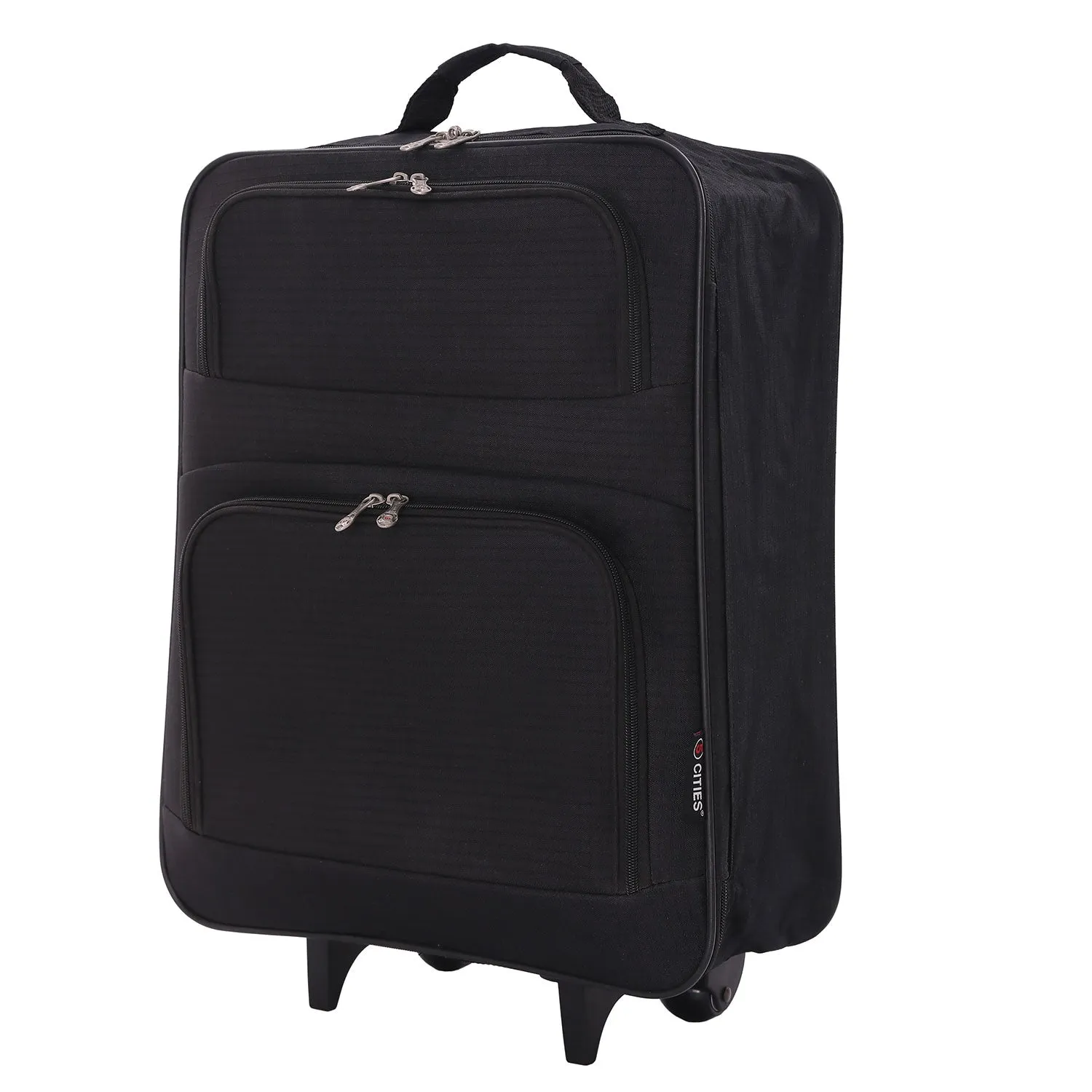 5 Cities Easyjet Ryanair 55x40x20cm Folding Cabin Bag Hand Luggage Carry On Suitcase Black
