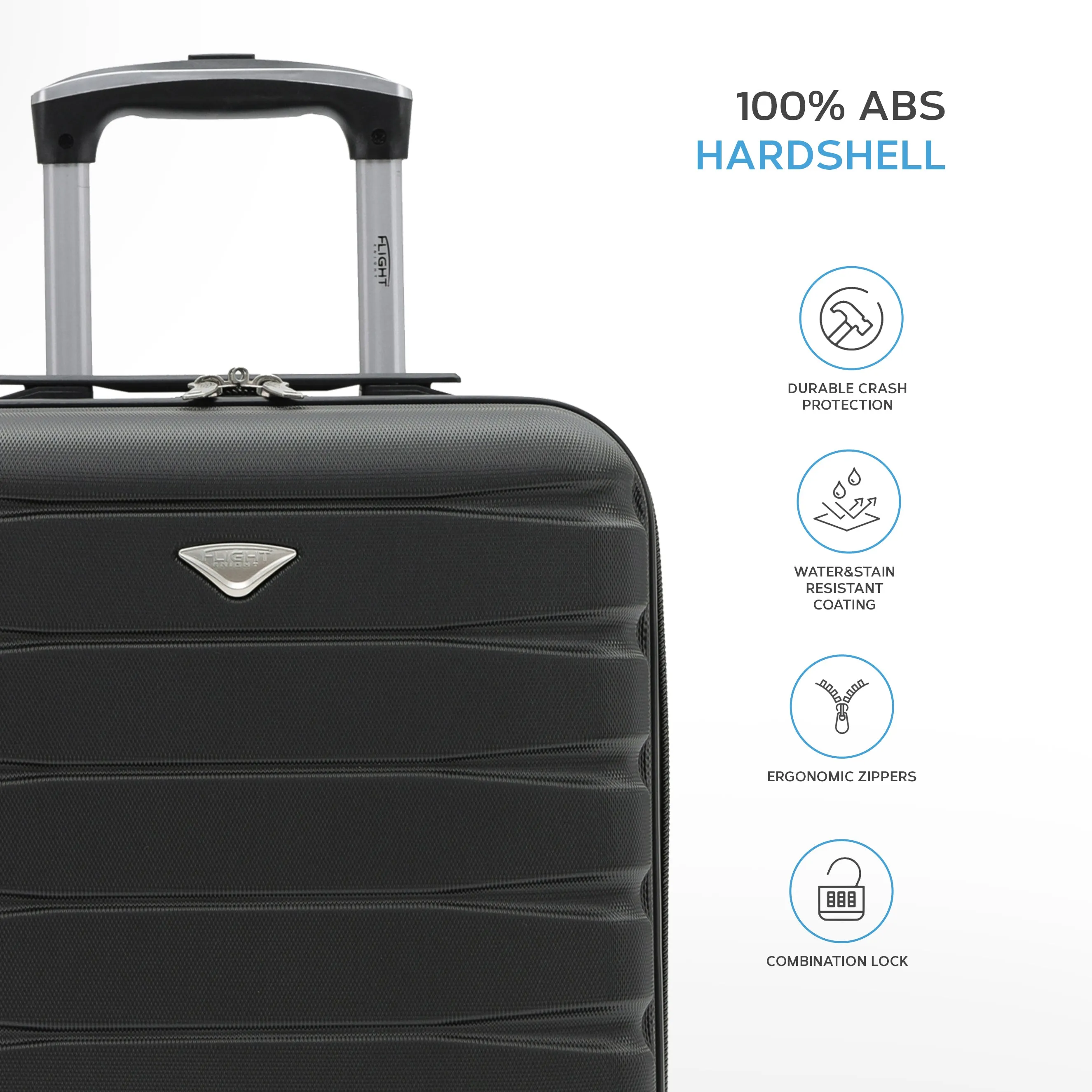 55x40x20cm & 40x20x25cm Set of 2 Lightweight 4 Wheel Hard Case Carry On Hand Luggage - Ryanair Maximum Size for Overhead Cabin & Under Seat Carry-On