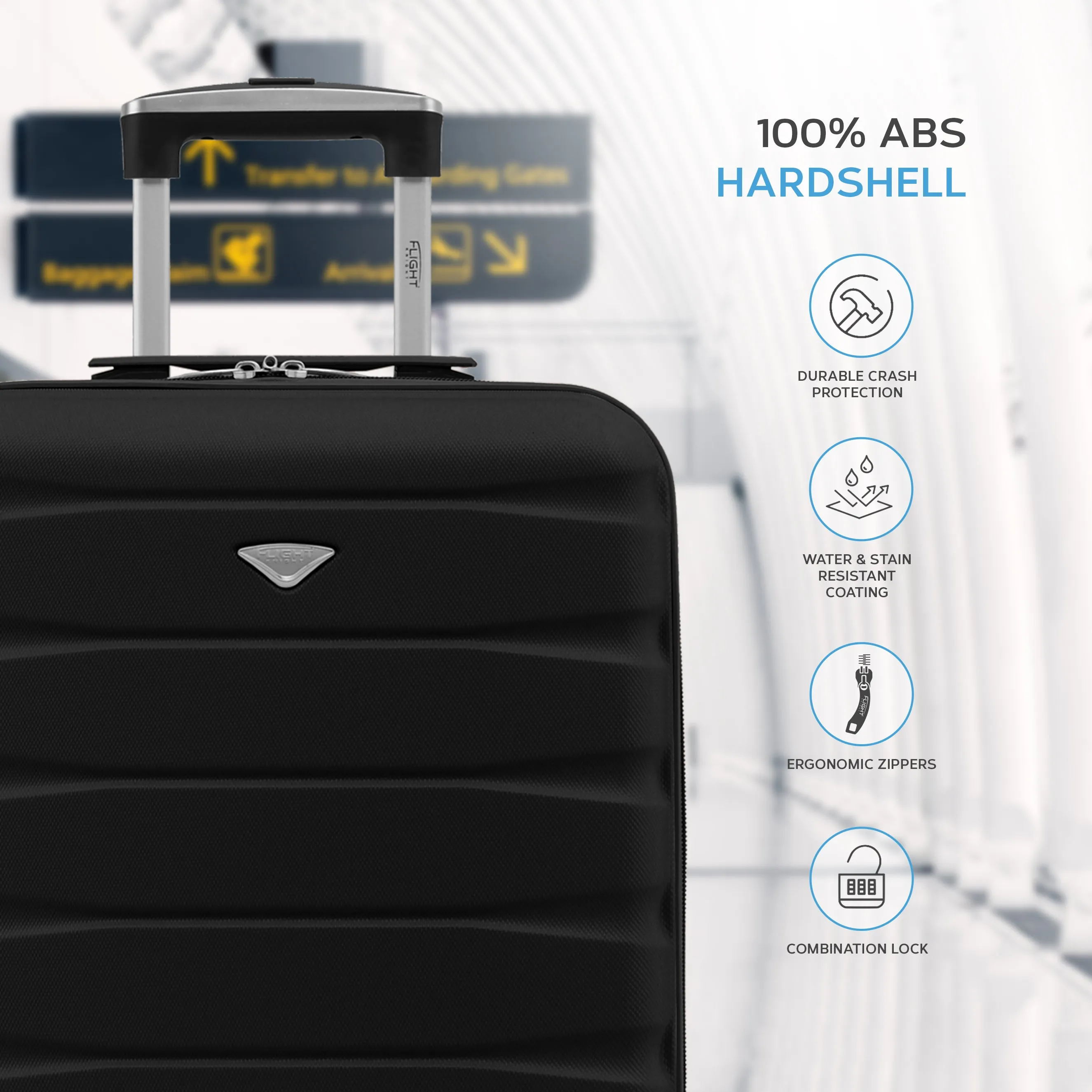 56x36x23cm Maximum Size For Virgin Atlantic Lightweight 4 Wheel ABS Hard Case