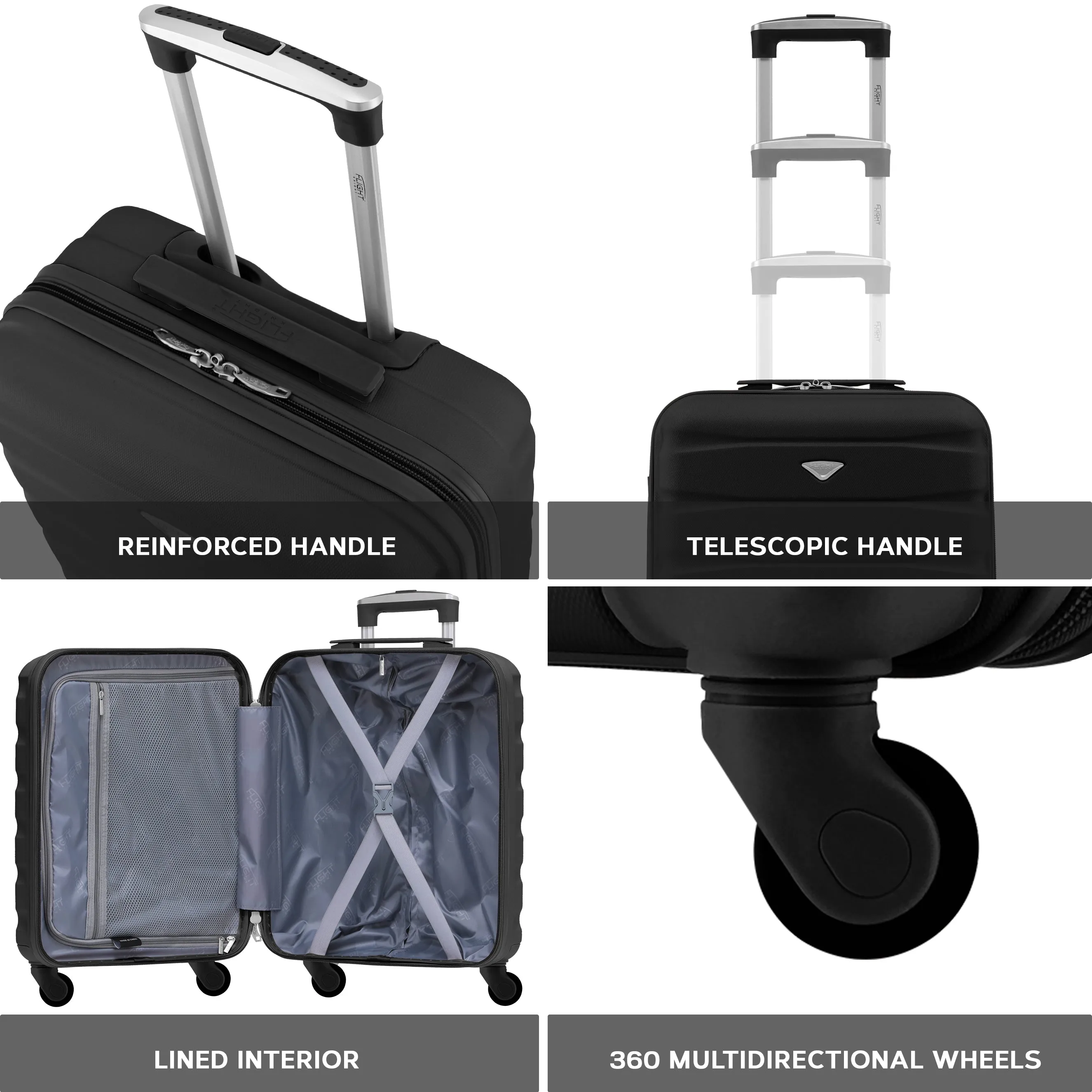56x36x23cm Maximum Size For Virgin Atlantic Lightweight 4 Wheel ABS Hard Case