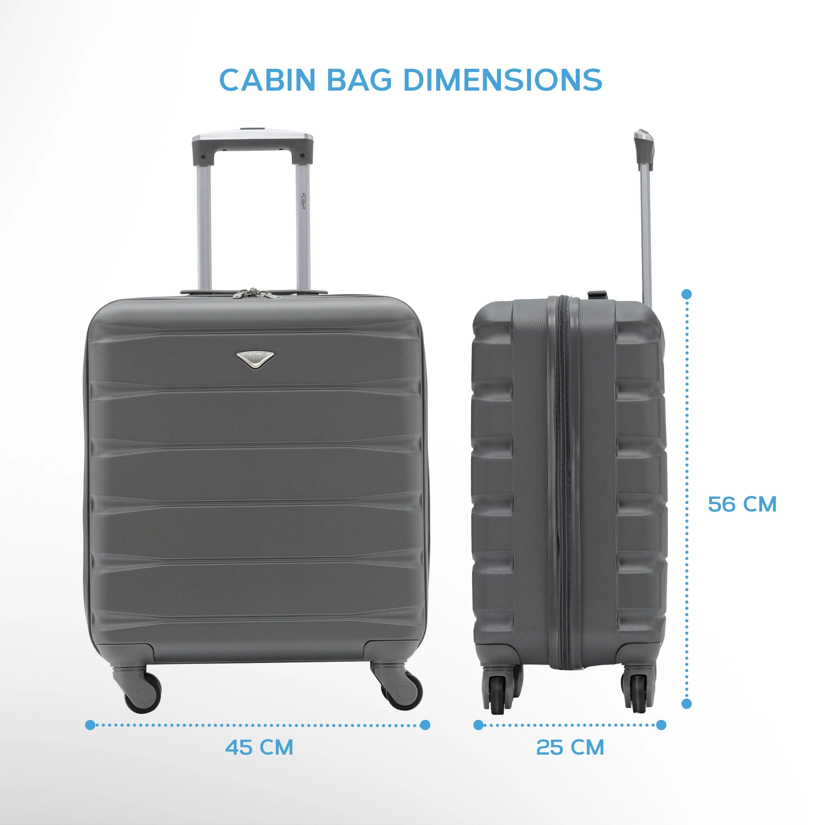 56x45x25cm Maximum Size For easyJet Large Cabin Bag Lightweight 4 Wheel ABS Case