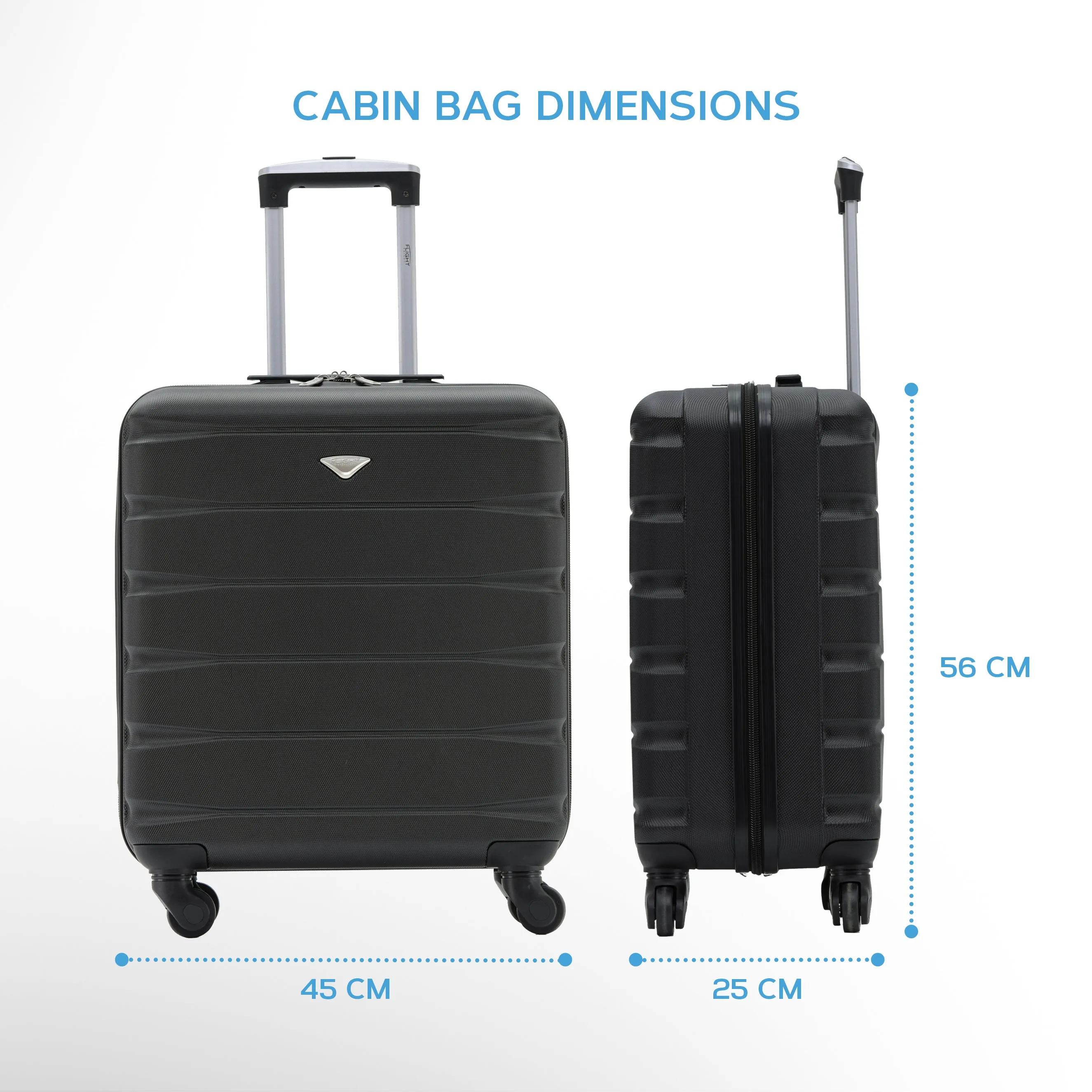 56x45x25cm Maximum Size For easyJet Large Cabin Bag Lightweight 4 Wheel ABS Case