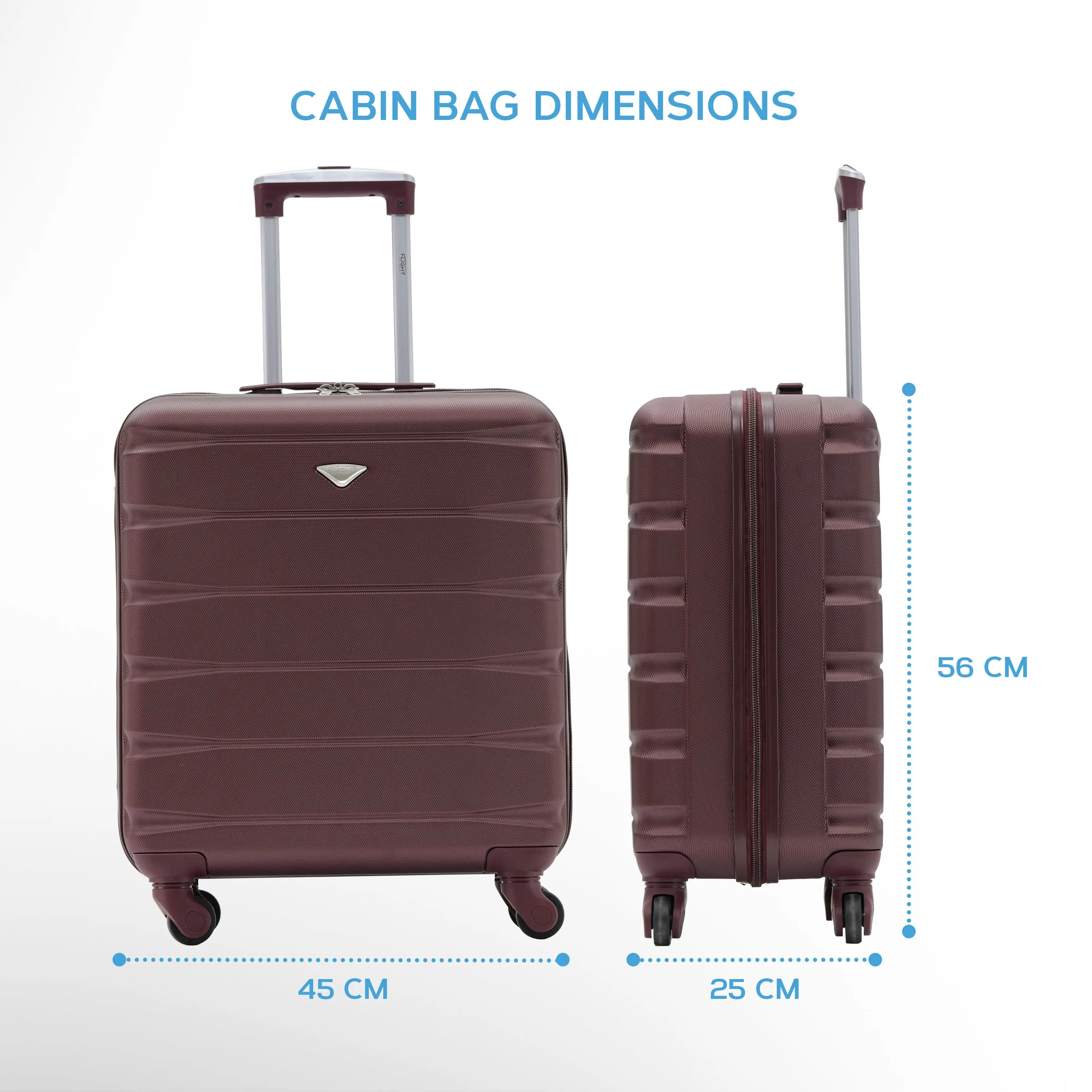 56x45x25cm Maximum Size For easyJet Large Cabin Bag Lightweight 4 Wheel ABS Case