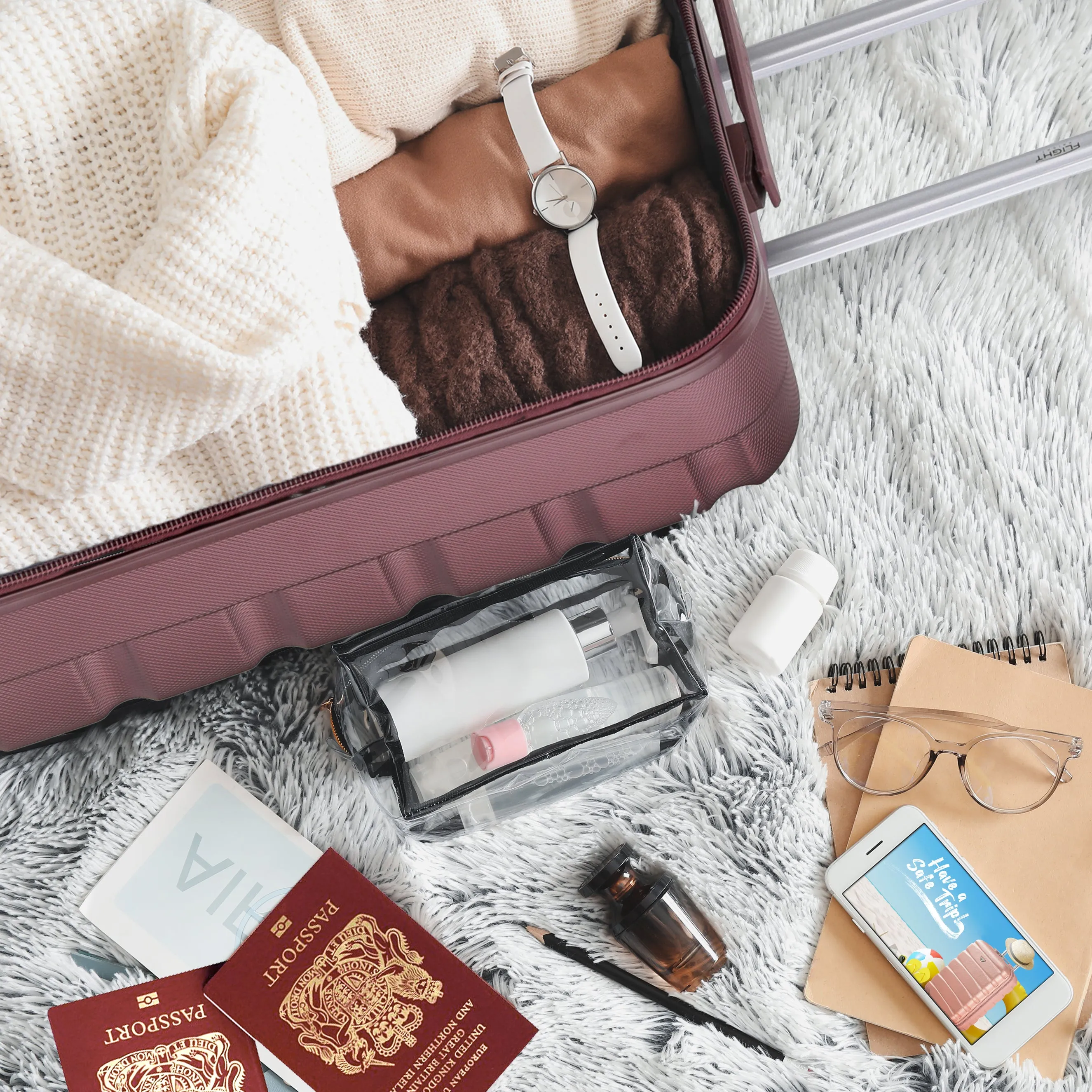 56x45x25cm Maximum Size For easyJet Large Cabin Bag Lightweight 4 Wheel ABS Case