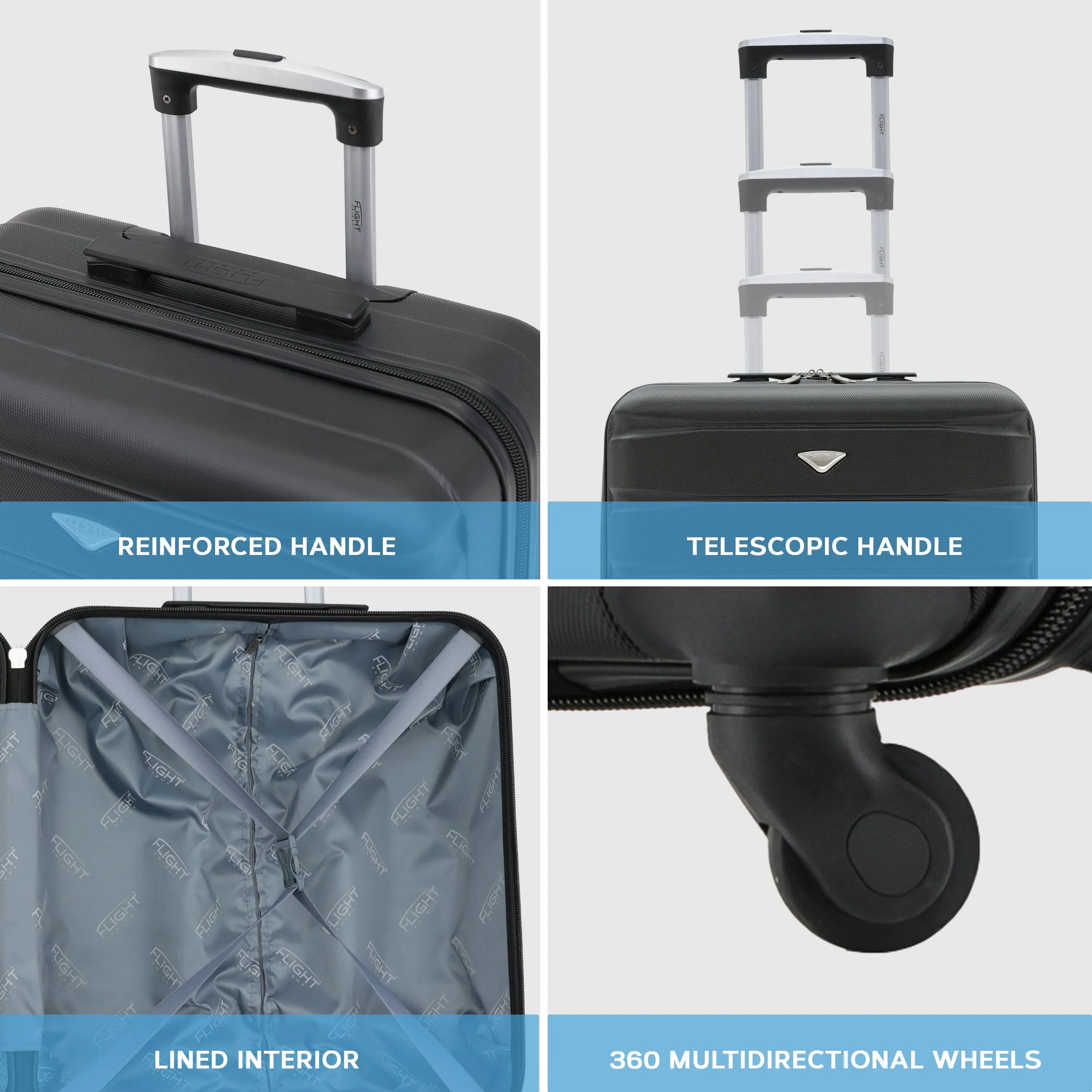 56x45x25cm Maximum Size For easyJet Large Cabin Bag Lightweight 4 Wheel ABS Case