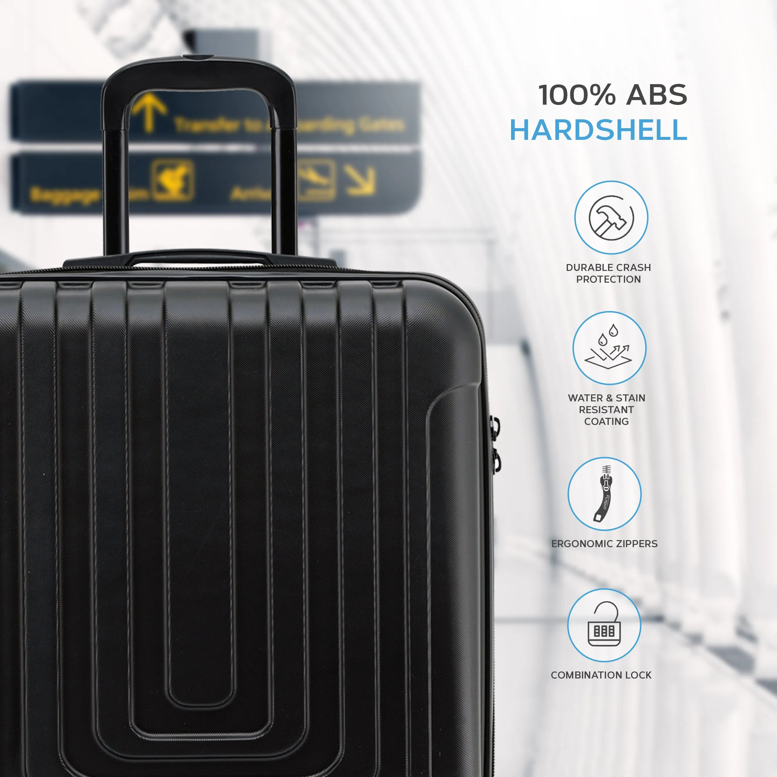 56x45x25cm Premium Hard Shell Lightweight Cabin Suitcase - 8 Spinner Wheels - Built-in TSA Lock & USB Port - Approved for easyJet Large Cabin Carry on