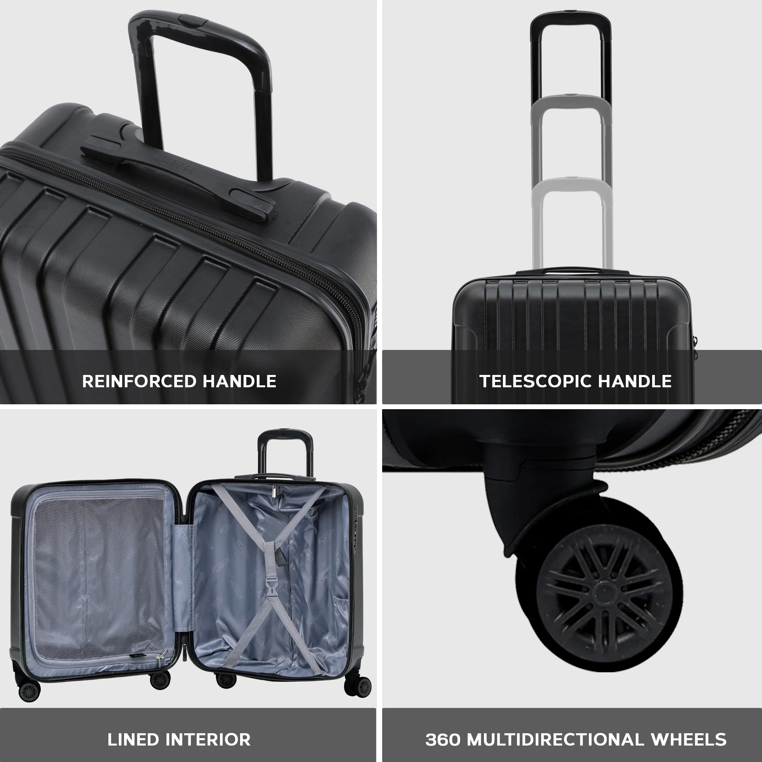 56x45x25cm Premium Hard Shell Lightweight Cabin Suitcase - 8 Spinner Wheels - Built-in TSA Lock & USB Port - Approved for easyJet Large Cabin Carry on
