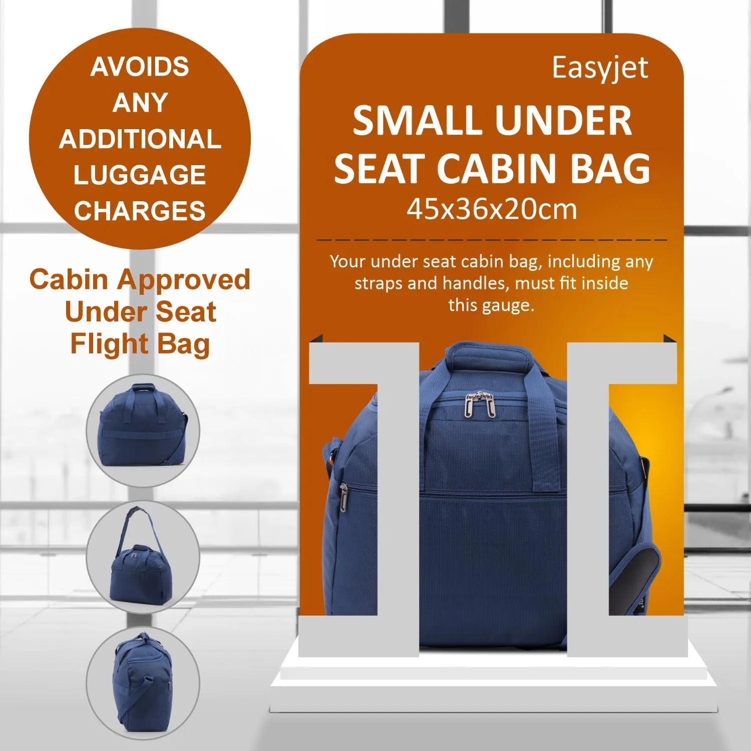Aerolite (45x36x20cm) New and Improved 2024 Easyjet Maximum Size Holdall Cabin Luggage Under Seat Flight Bag, Black