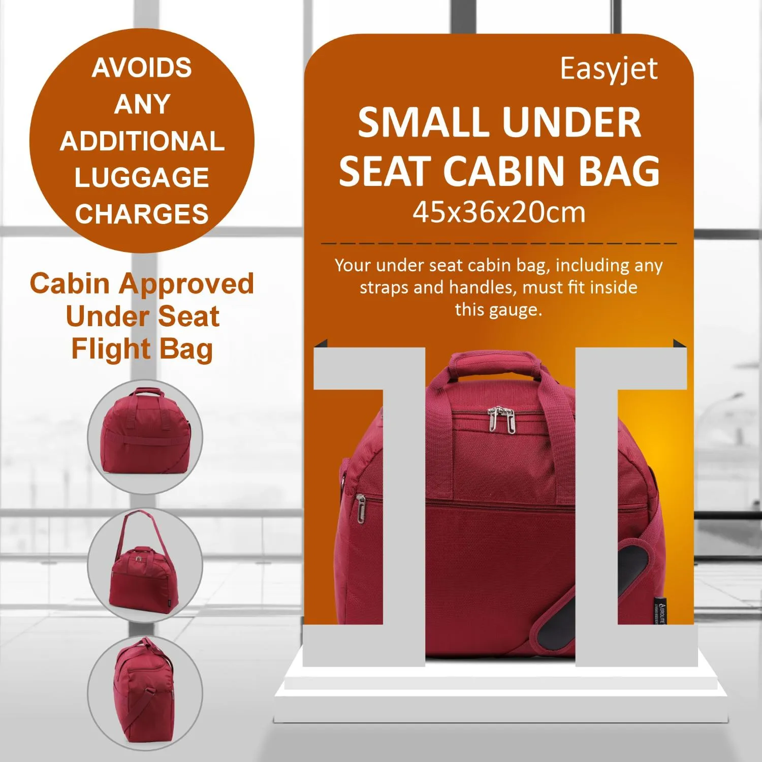 Aerolite (45x36x20cm) New and Improved 2024 Easyjet Maximum Size Holdall Cabin Luggage Under Seat Flight Bag, Black