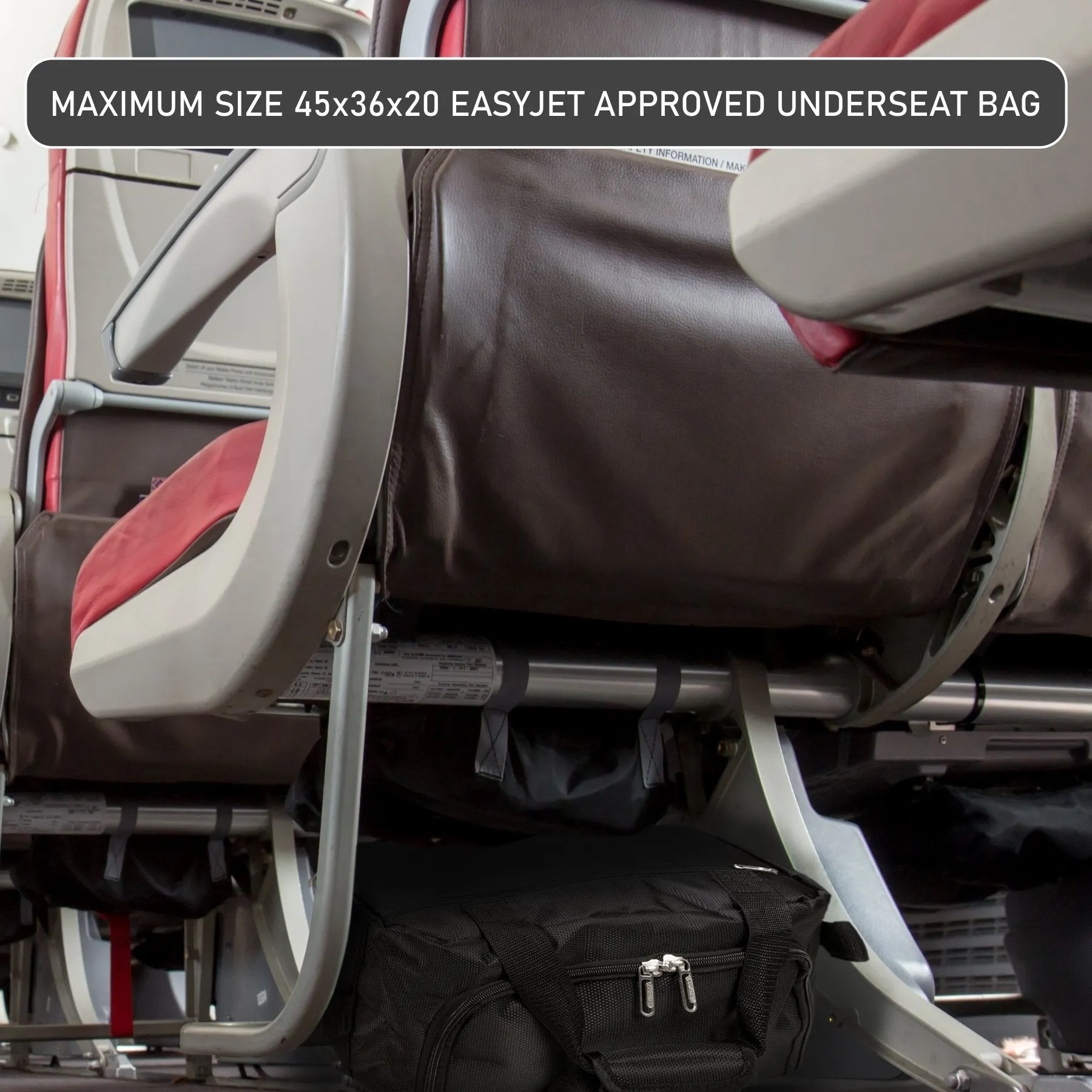 Aerolite (45x36x20cm) New and Improved 2024 Easyjet Maximum Size Holdall Cabin Luggage Under Seat Flight Bag, Black
