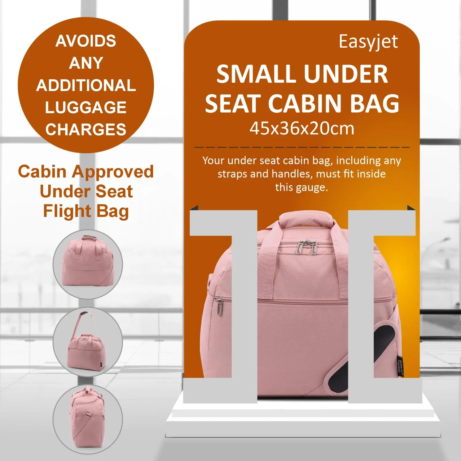 Aerolite (45x36x20cm) New and Improved 2024 Easyjet Maximum Size Holdall Cabin Luggage Under Seat Flight Bag, Black