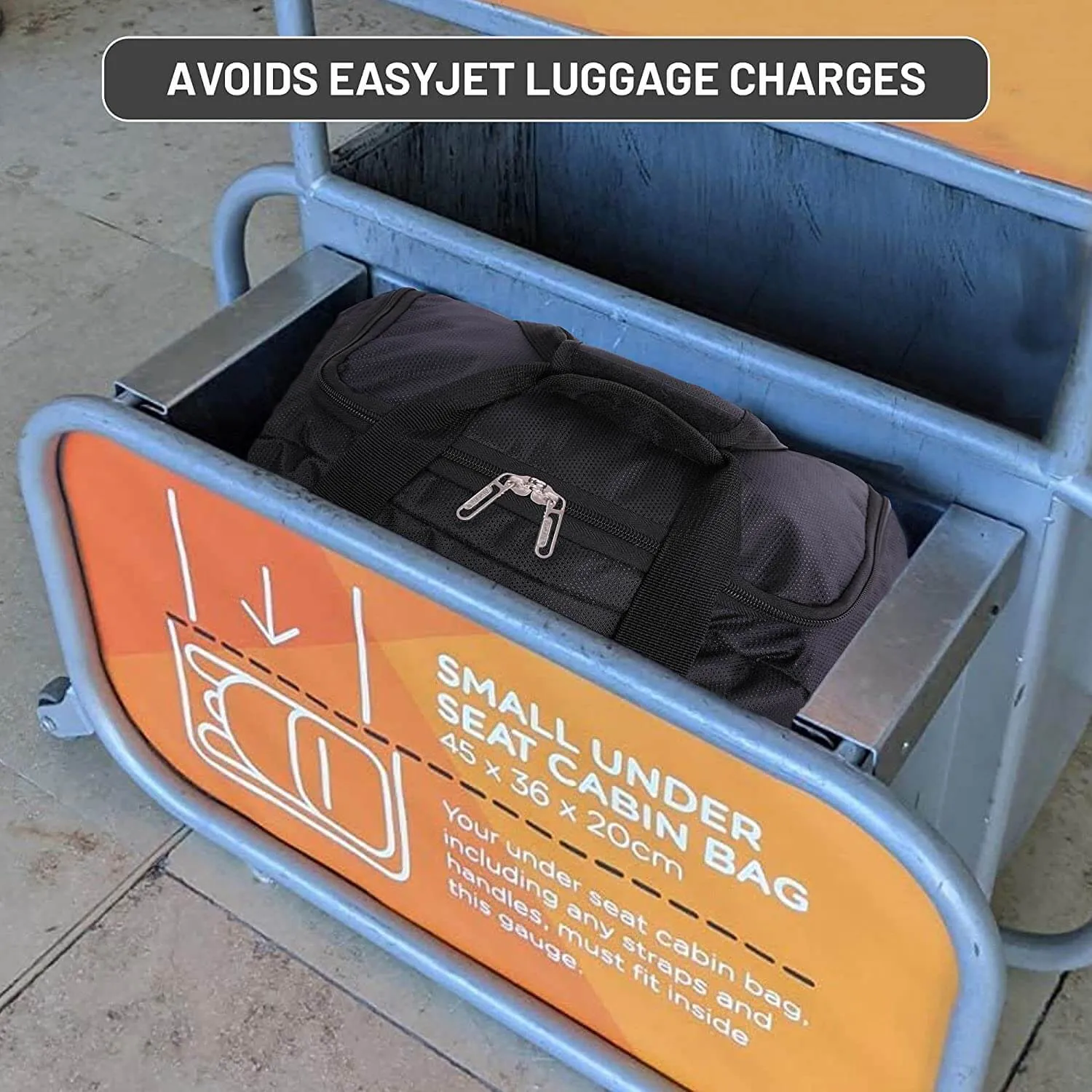 Aerolite (45x36x20cm) New and Improved 2024 Easyjet Maximum Size Holdall Cabin Luggage Under Seat Flight Bag, Black