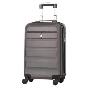 Aerolite (55x35x20cm) Lightweight 4 Wheel ABS Hard Shell Hand Cabin Luggage Suitcase 55x35x20 with Built in TSA Combination Lock - Charcoal