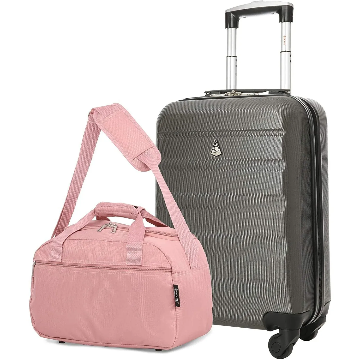 Aerolite (55x35x20cm) Lightweight ABS Hard Shell Travel Carry On Cabin Hand Luggage Suitcase   (40x20x25cm) Ryanair Maximum Sized Holdall Cabin Bag