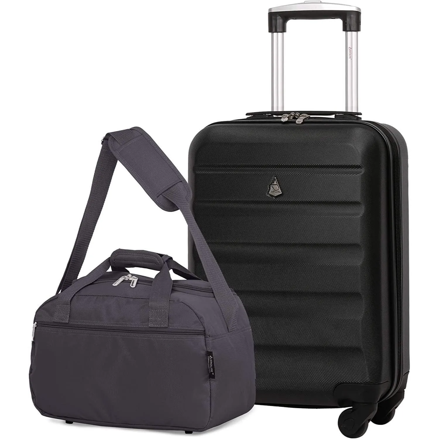 Aerolite (55x35x20cm) Lightweight ABS Hard Shell Travel Carry On Cabin Hand Luggage Suitcase   (40x20x25cm) Ryanair Maximum Sized Holdall Cabin Bag