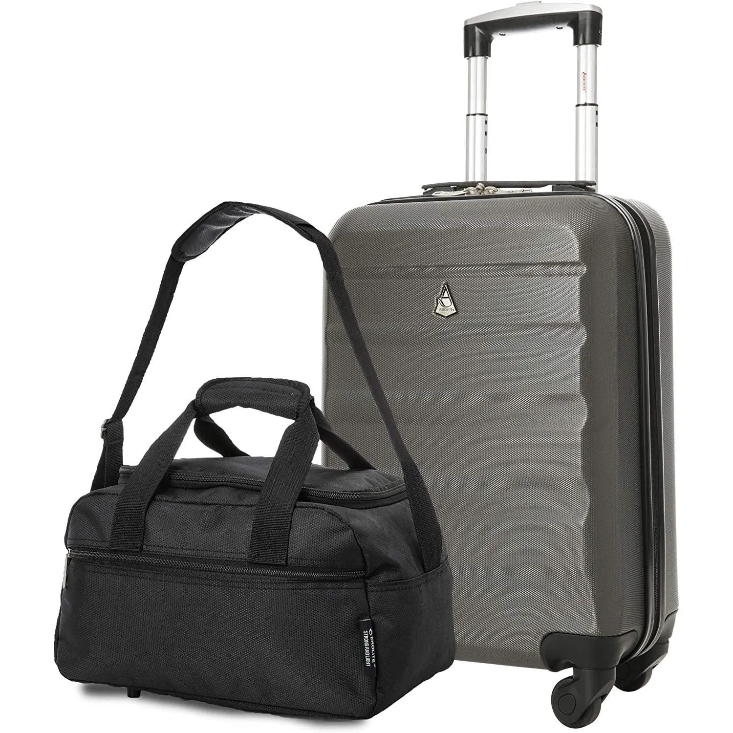 Aerolite (55x35x20cm) Lightweight ABS Hard Shell Travel Carry On Cabin Hand Luggage Suitcase   (40x20x25cm) Ryanair Maximum Sized Holdall Cabin Bag