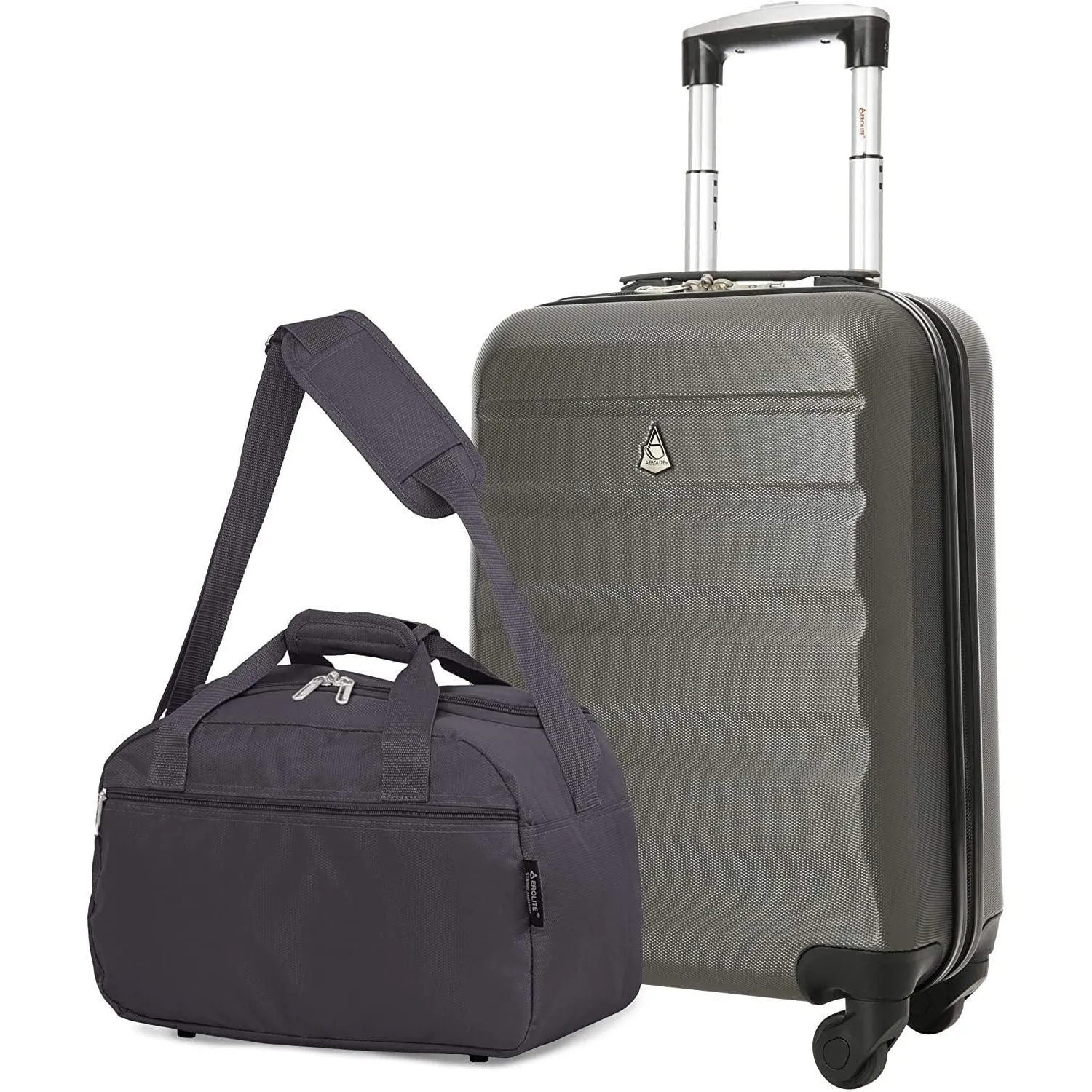 Aerolite (55x35x20cm) Lightweight ABS Hard Shell Travel Carry On Cabin Hand Luggage Suitcase   (40x20x25cm) Ryanair Maximum Sized Holdall Cabin Bag