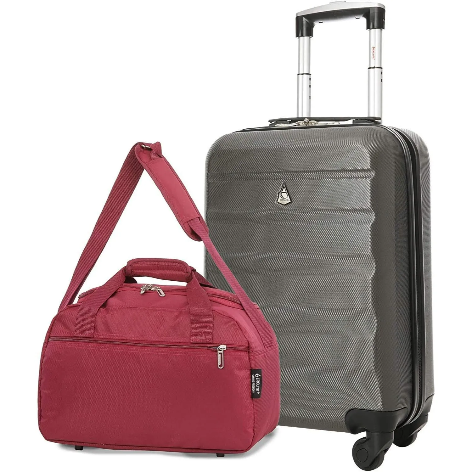 Aerolite (55x35x20cm) Lightweight ABS Hard Shell Travel Carry On Cabin Hand Luggage Suitcase   (40x20x25cm) Ryanair Maximum Sized Holdall Cabin Bag