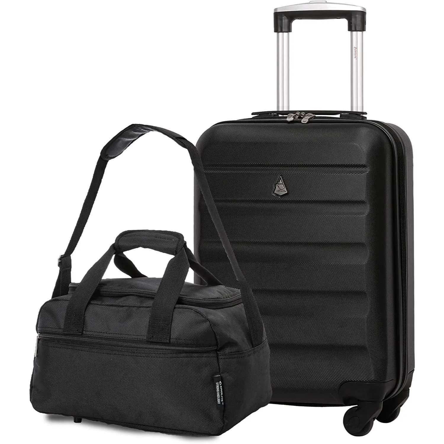 Aerolite (55x35x20cm) Lightweight ABS Hard Shell Travel Carry On Cabin Hand Luggage Suitcase   (40x20x25cm) Ryanair Maximum Sized Holdall Cabin Bag
