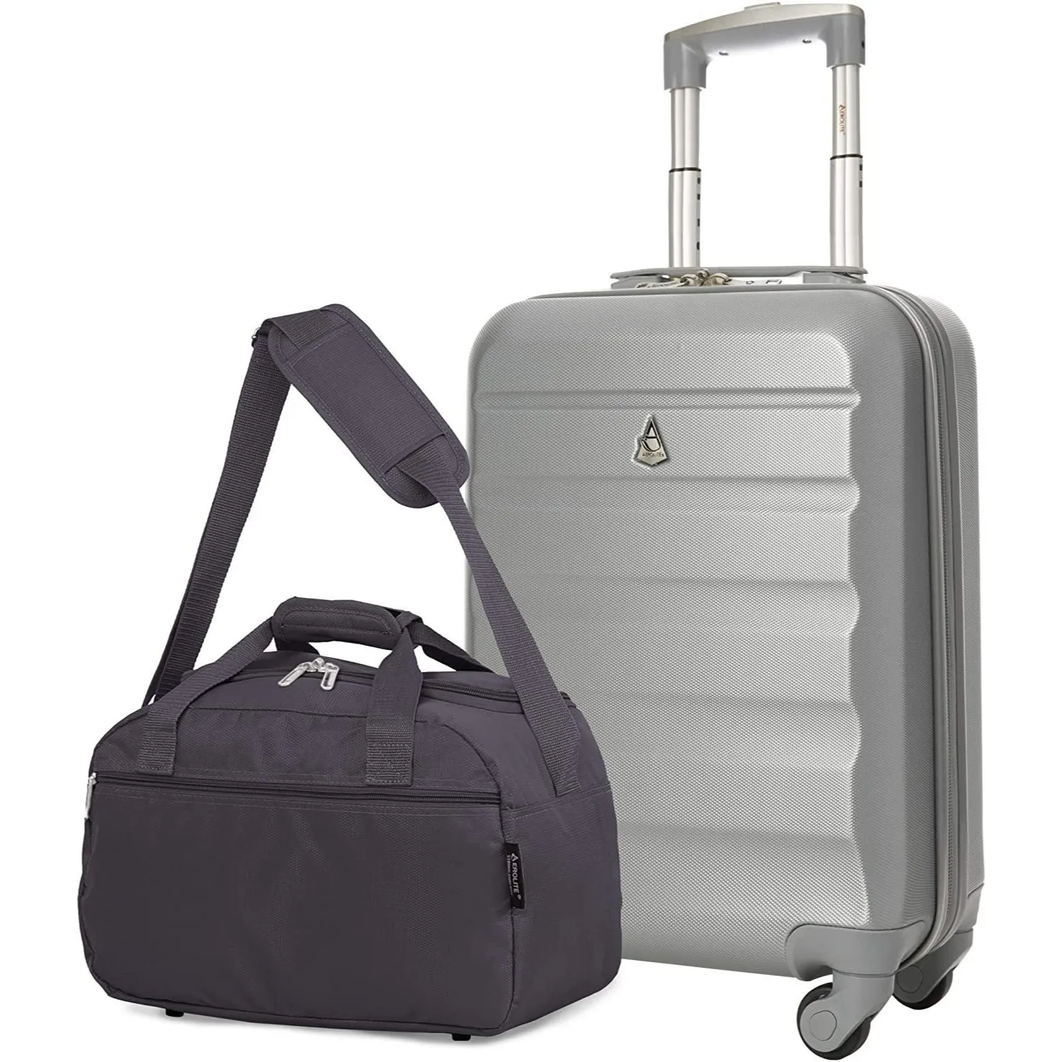 Aerolite (55x35x20cm) Lightweight ABS Hard Shell Travel Carry On Cabin Hand Luggage Suitcase   (40x20x25cm) Ryanair Maximum Sized Holdall Cabin Bag