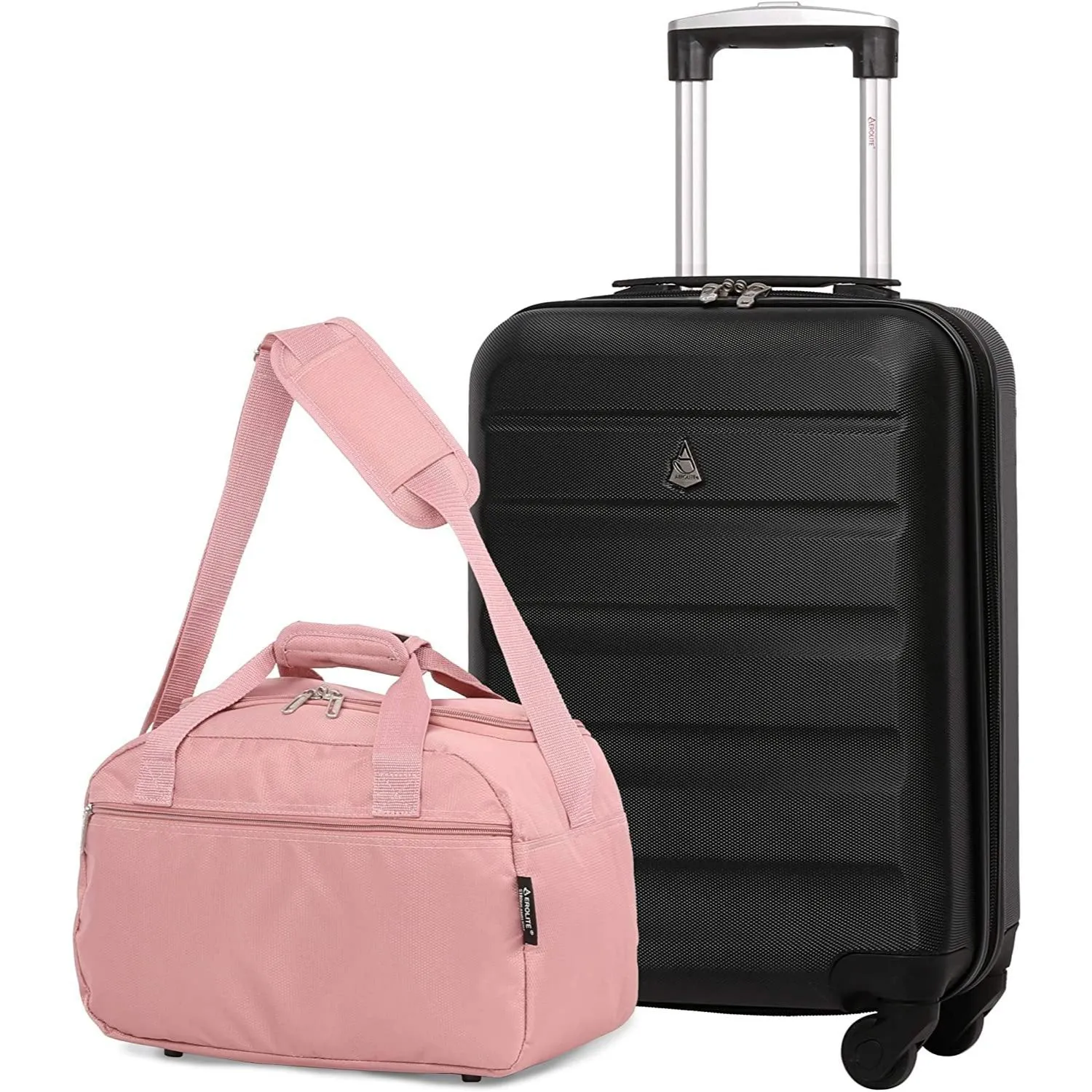 Aerolite (55x35x20cm) Lightweight ABS Hard Shell Travel Carry On Cabin Hand Luggage Suitcase   (40x20x25cm) Ryanair Maximum Sized Holdall Cabin Bag