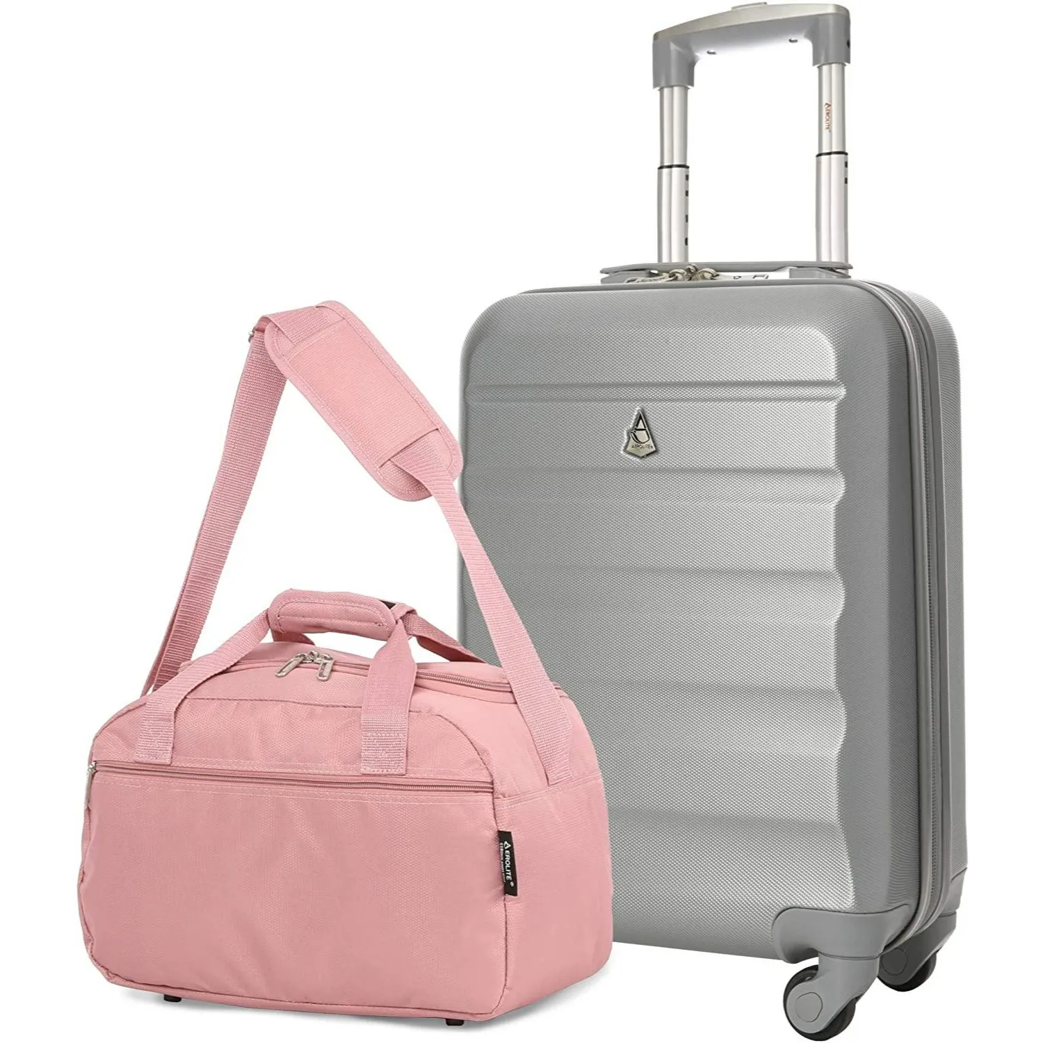 Aerolite (55x35x20cm) Lightweight ABS Hard Shell Travel Carry On Cabin Hand Luggage Suitcase   (40x20x25cm) Ryanair Maximum Sized Holdall Cabin Bag