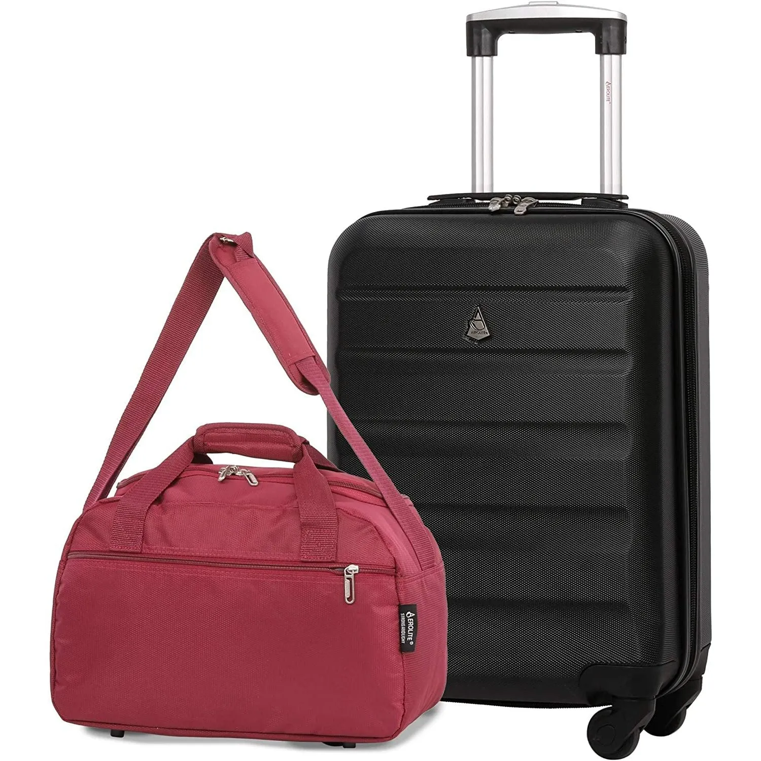 Aerolite (55x35x20cm) Lightweight ABS Hard Shell Travel Carry On Cabin Hand Luggage Suitcase   (40x20x25cm) Ryanair Maximum Sized Holdall Cabin Bag